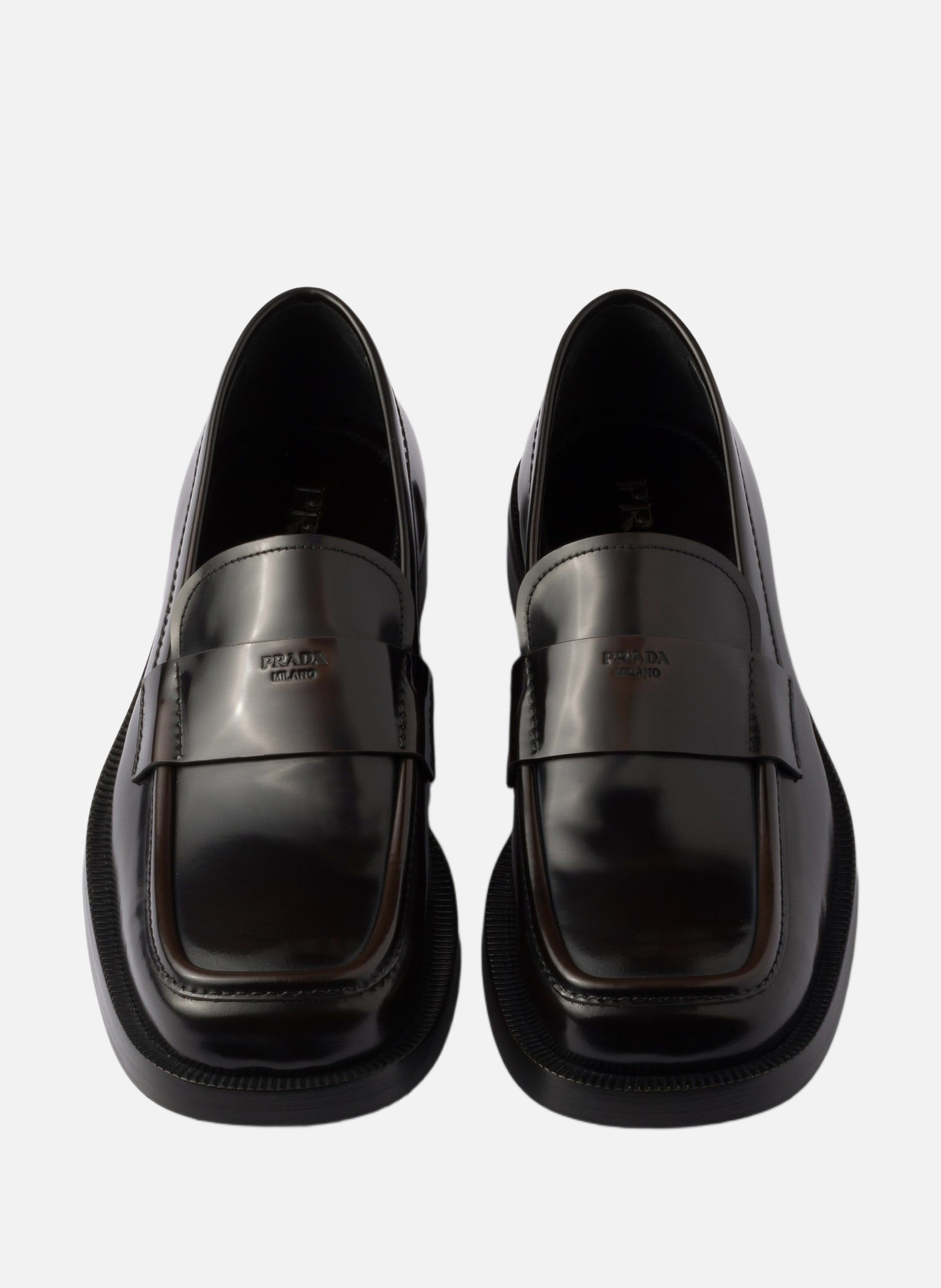 Mocassins en cuir brossé PRADA Marron