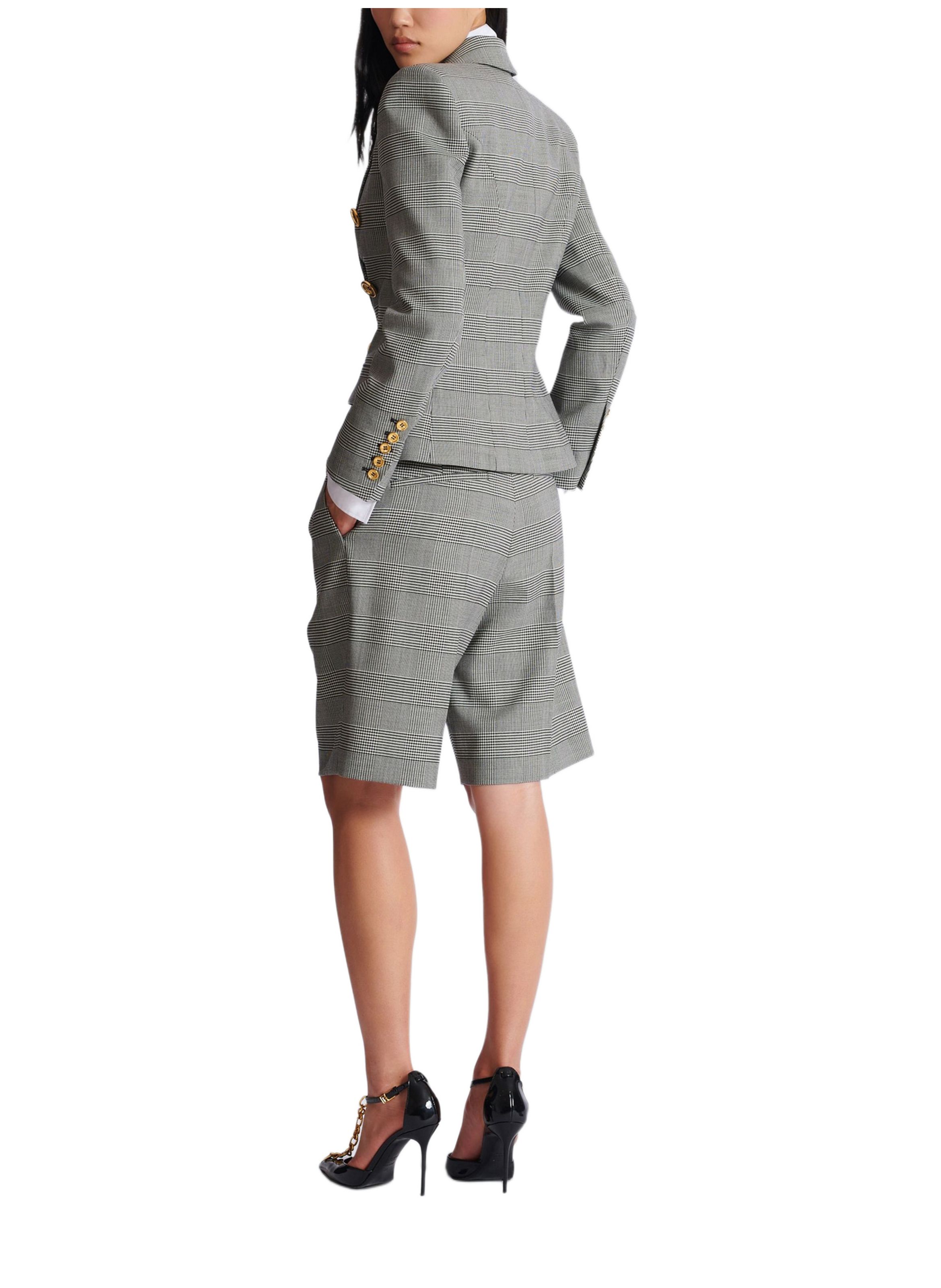 Veste 6 boutons en jacquard prince de galles BALMAIN Noir