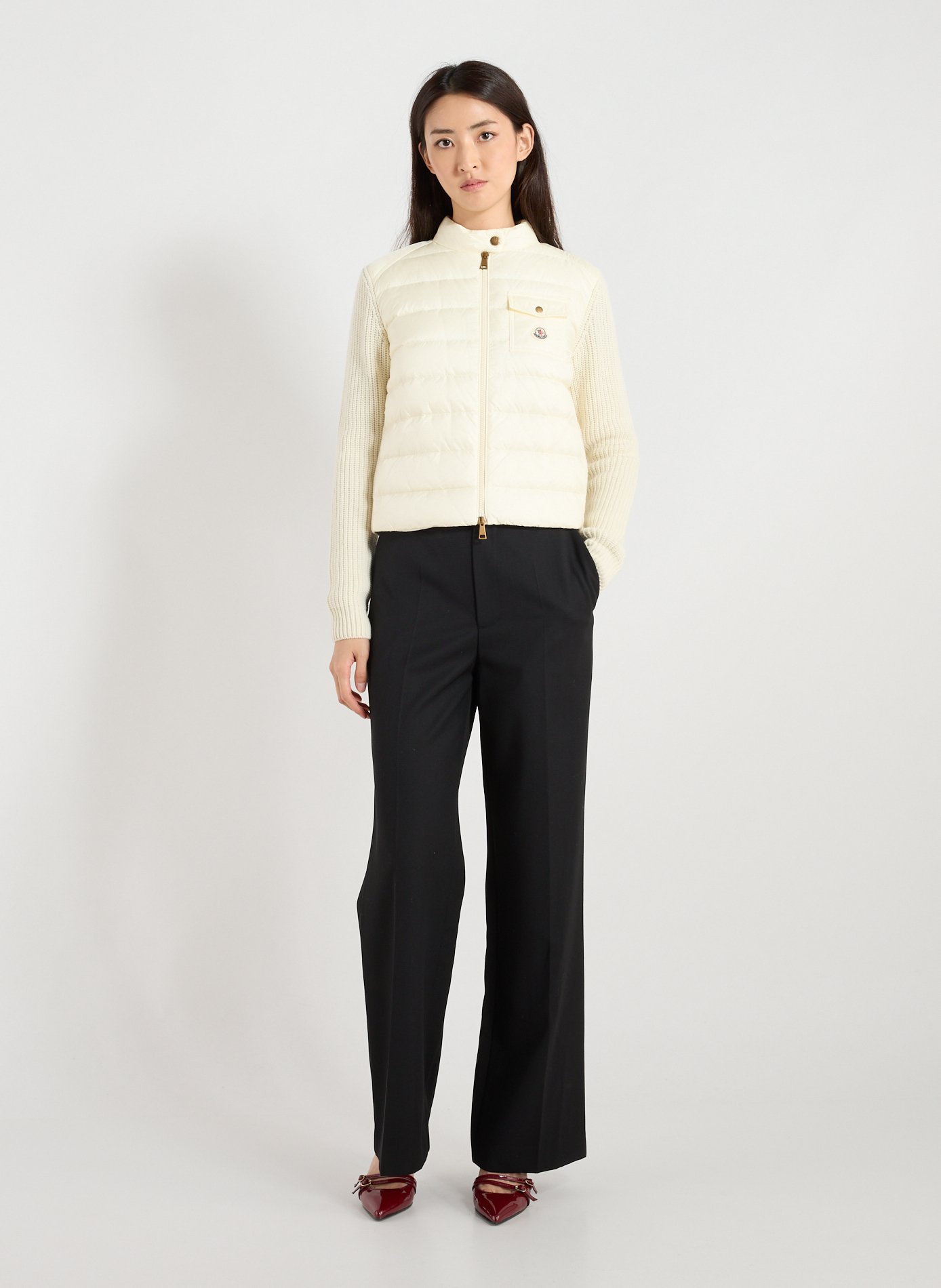 Cardigan matellassé zippé  MONCLER Blanc