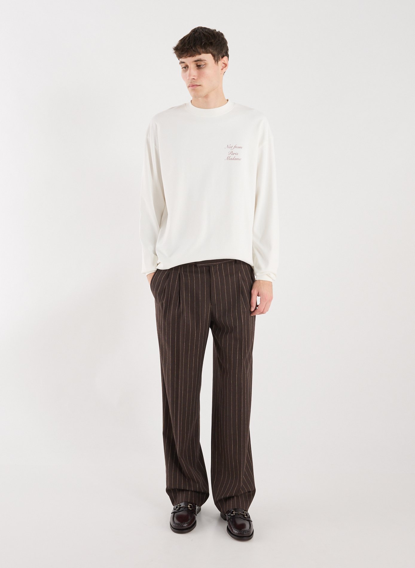 Le T-shirt slogan Calligraphy DROLE DE MONSIEUR Beige