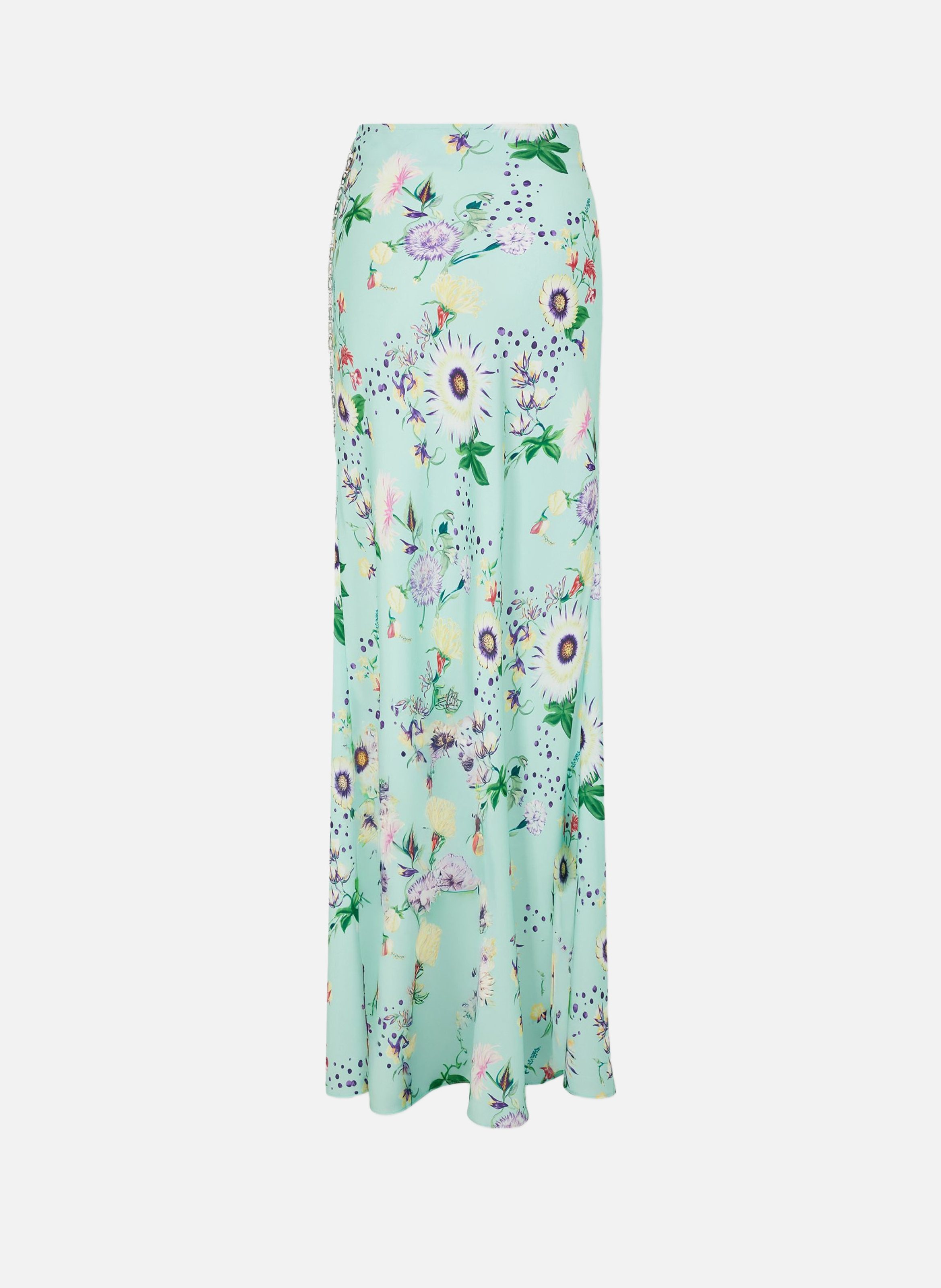 Jupe à motifs floraux avec détails chaînes RABANNE Vert
