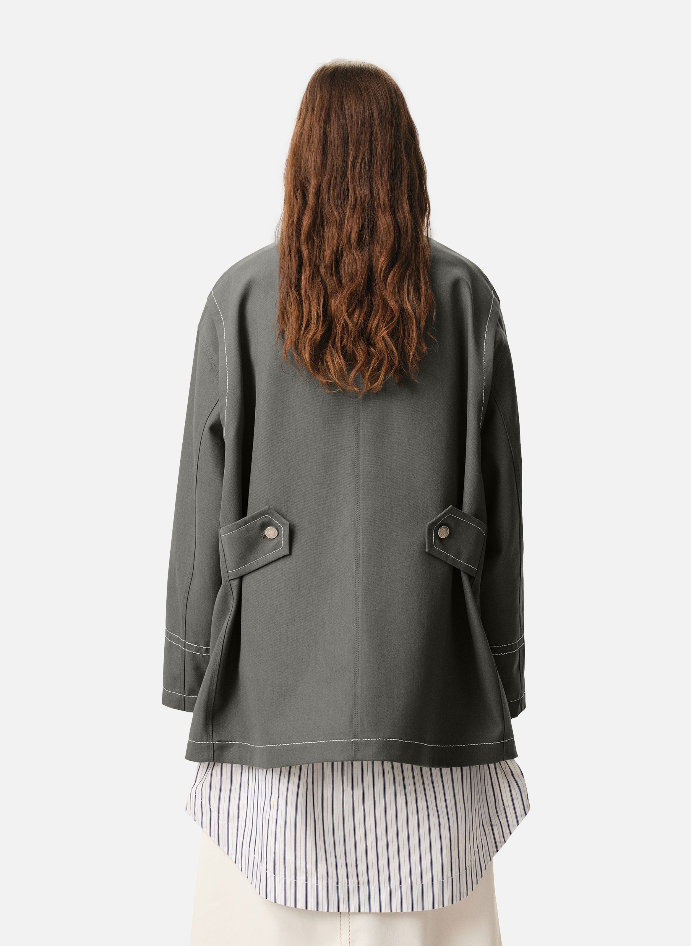 Veste worker unisexe en laine vierge AMI PARIS Gris