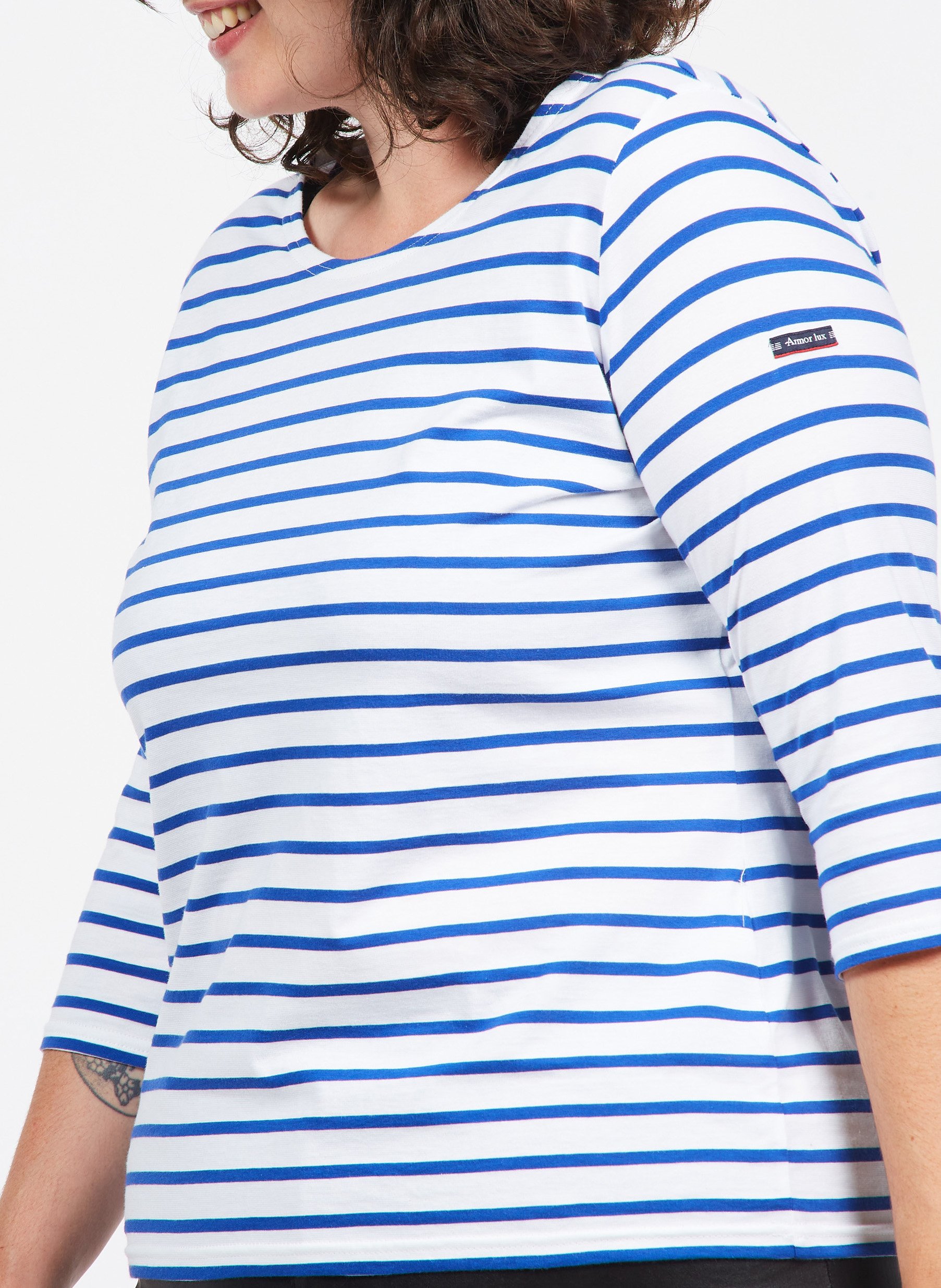 Tee-shirt droit col rond en coton ARMOR-LUX Blanc