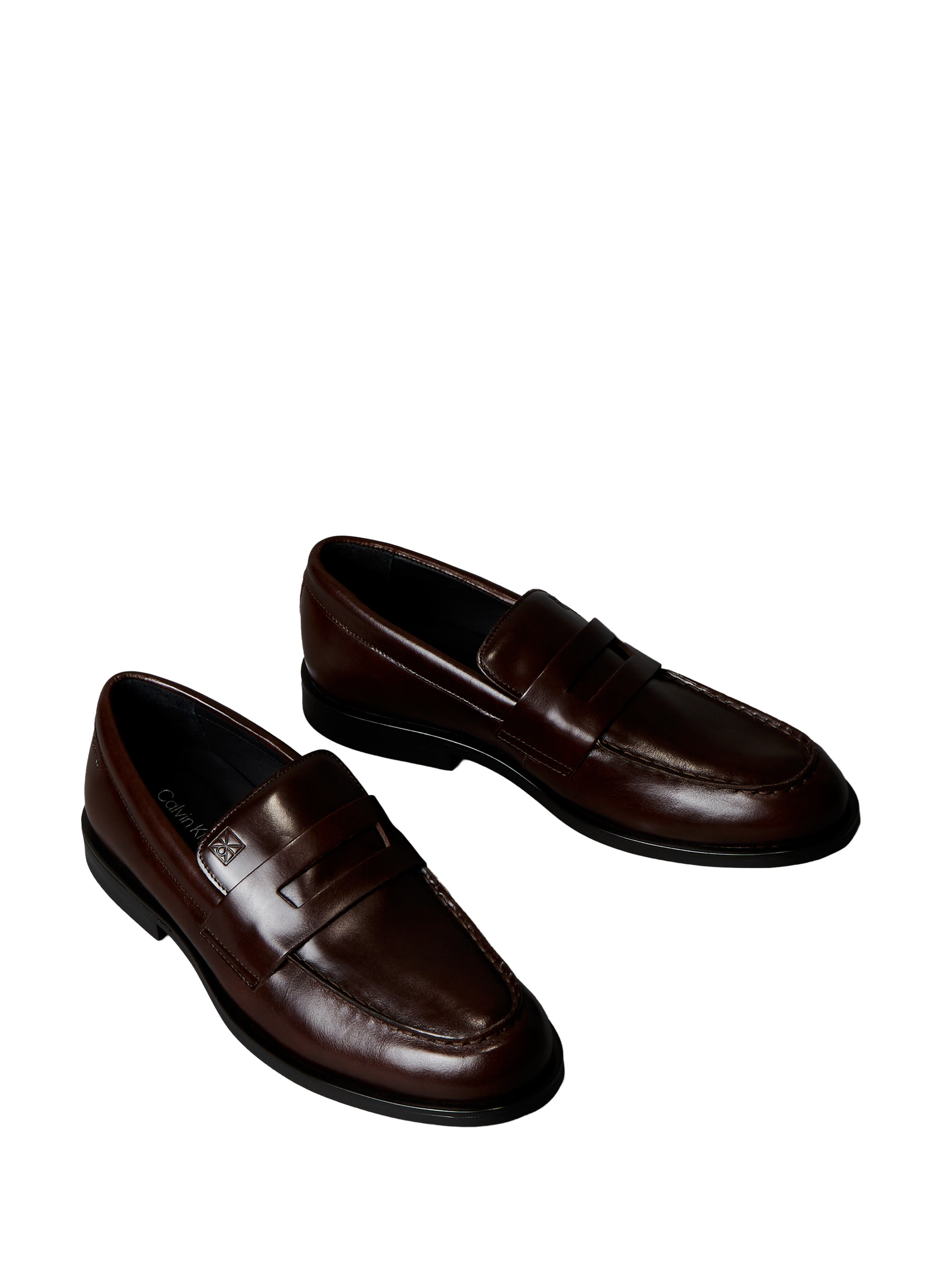 Calfskin leather loafers CALVIN KLEIN Brown