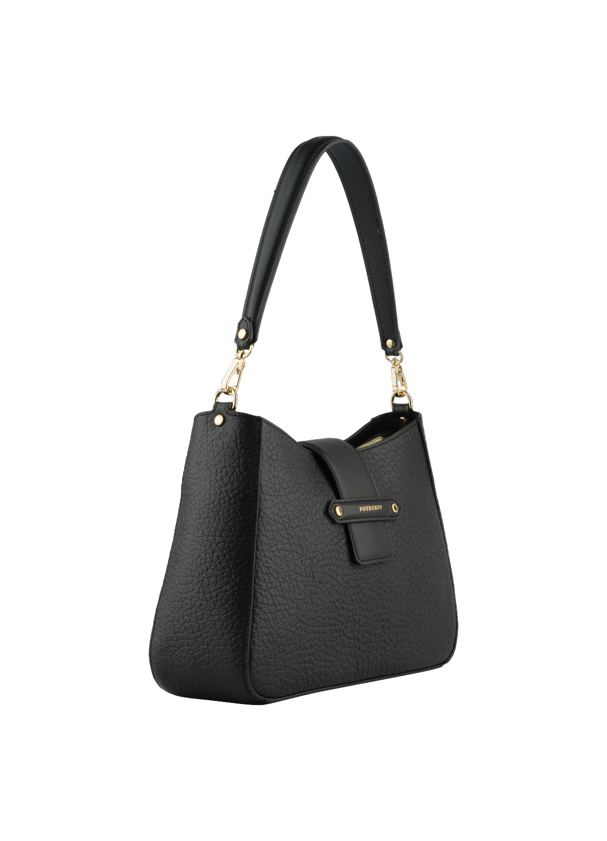 Fleuves | Sac porté épaule GM en cuir de vachette POURCHET Noir