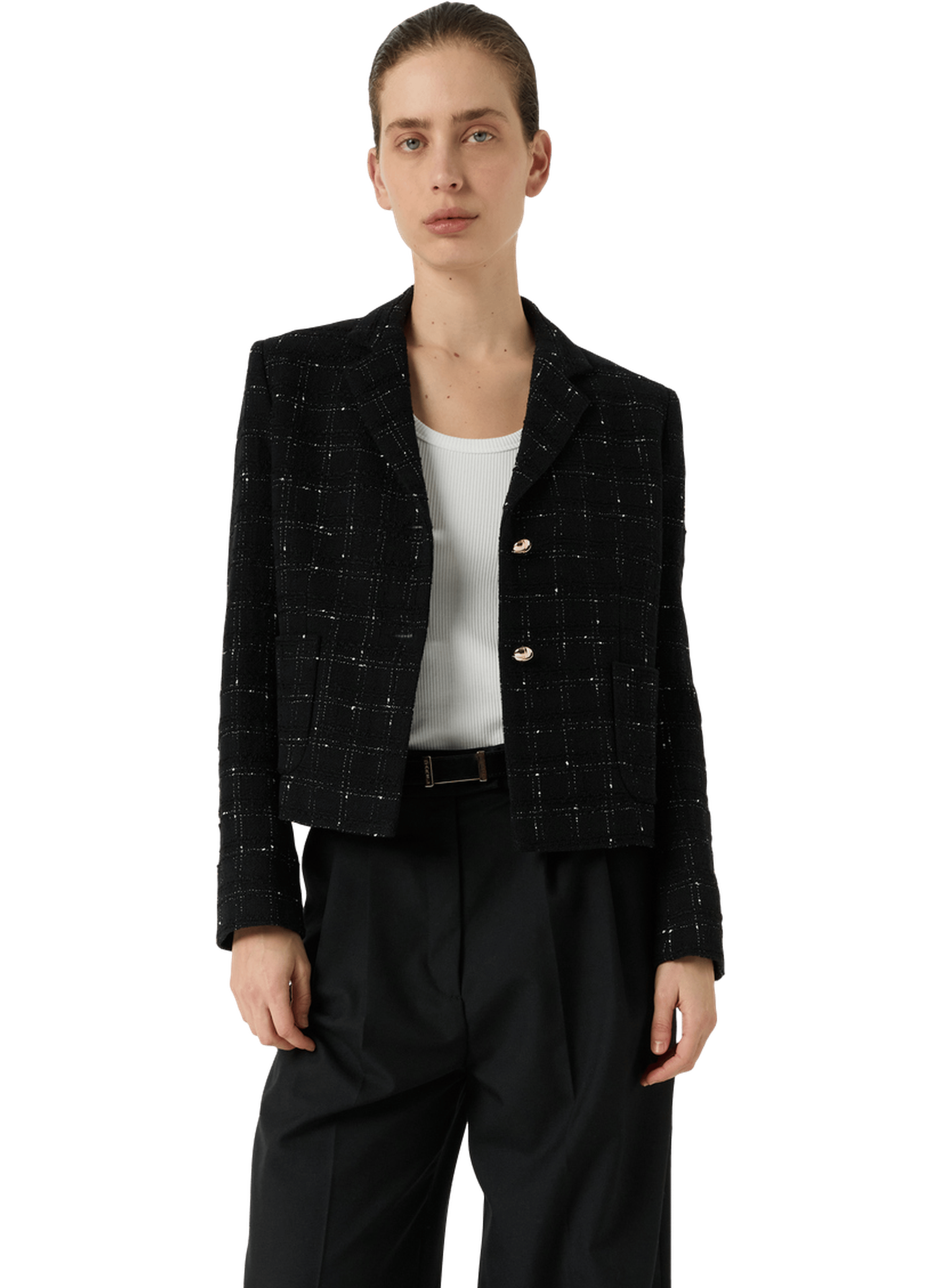 Veste de tailleur en tweed  à carreaux - tiana GERARD DAREL Noir