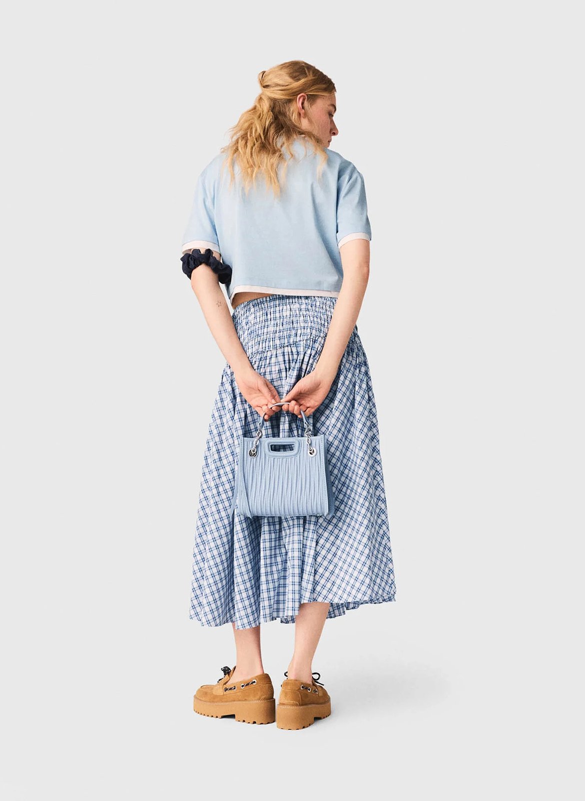 Tee-shirt court droit en coton MAJE Bleu