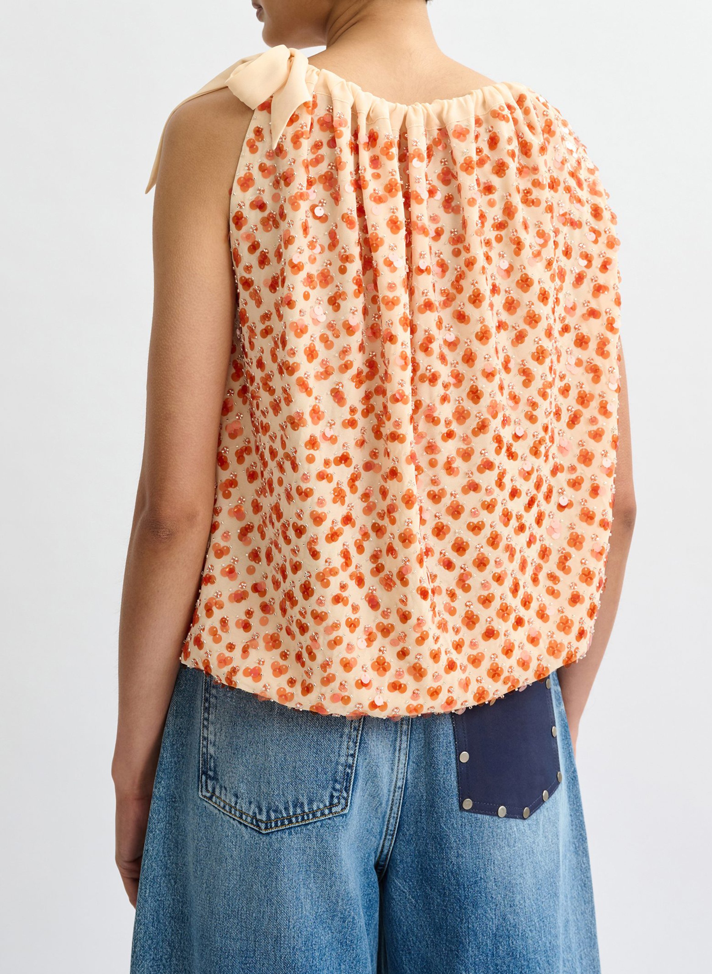 Top oversize col rond imprimé Jocelyn ESSENTIEL ANTWERP Orange