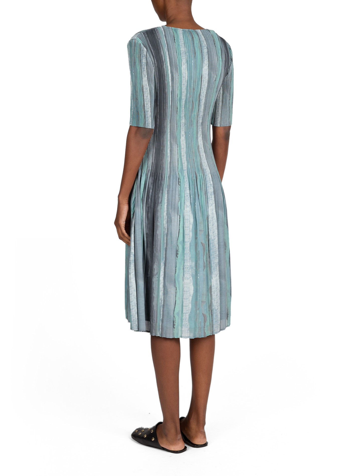 Pleated dress with round neckline ADOLFO DOMINGUEZ Multicolour
