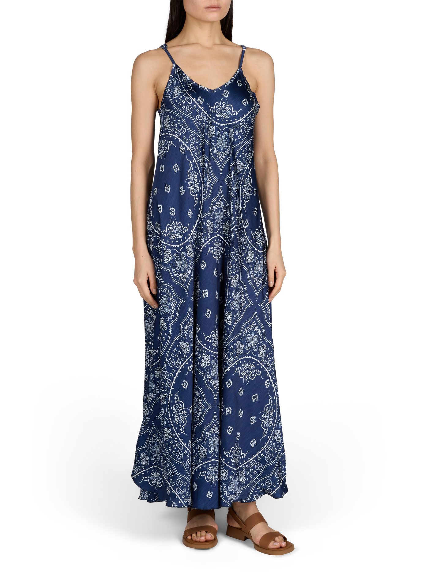 Flowy Buffalo dress with thin straps AOKYANOS Blue