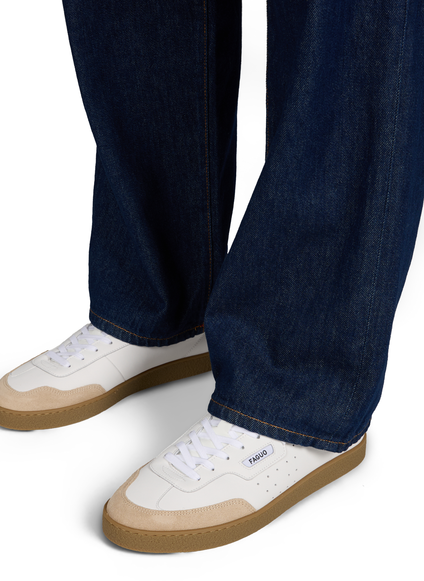 LUMBO Mixed Leather Sneakers FAGUO White