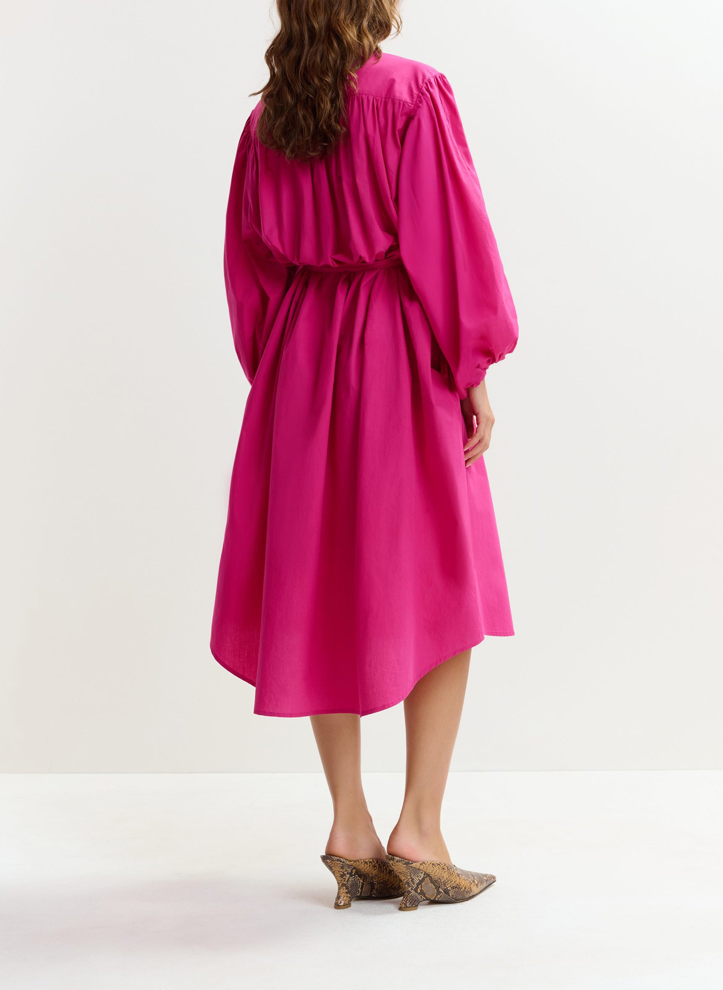 Robe midi ample col rond ceinturée jex ESSENTIEL ANTWERP Rose