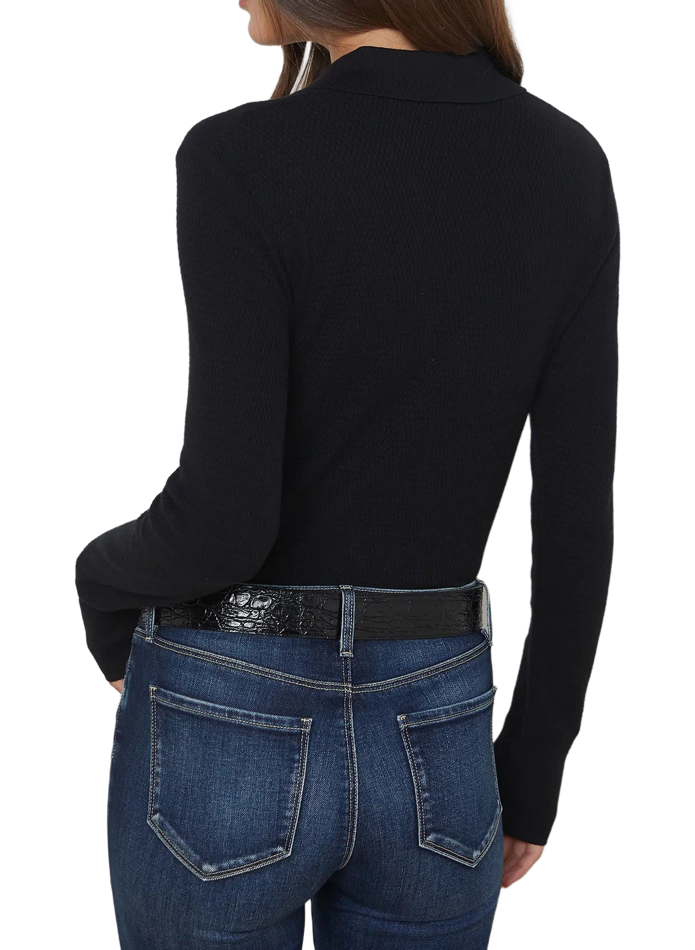 Ribbed button-up orchid sweater in cotton and silk L'AGENCE Black