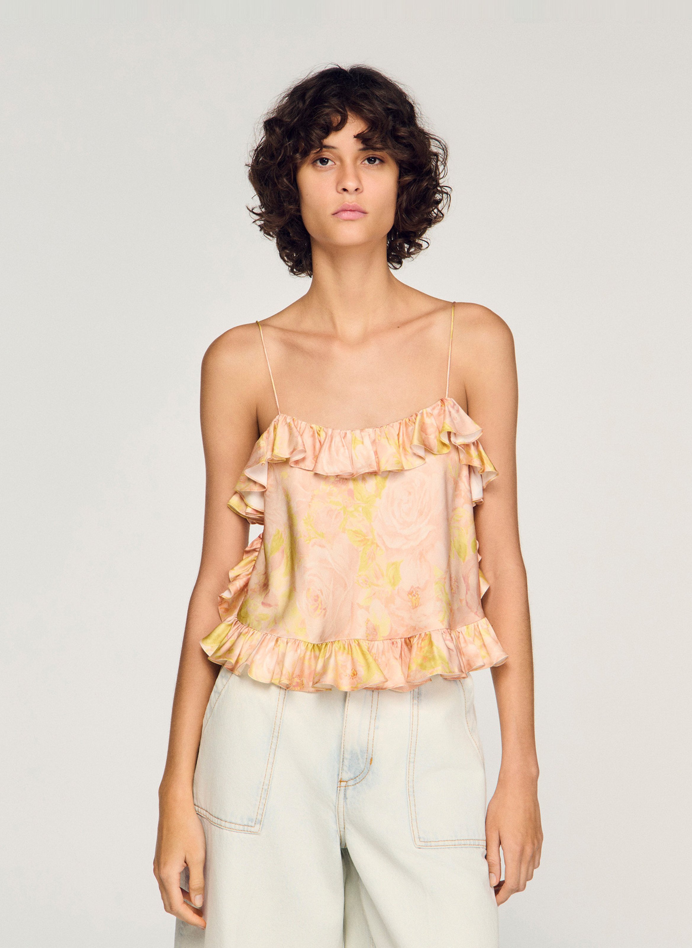 Top court ample imprimé SANDRO Rose