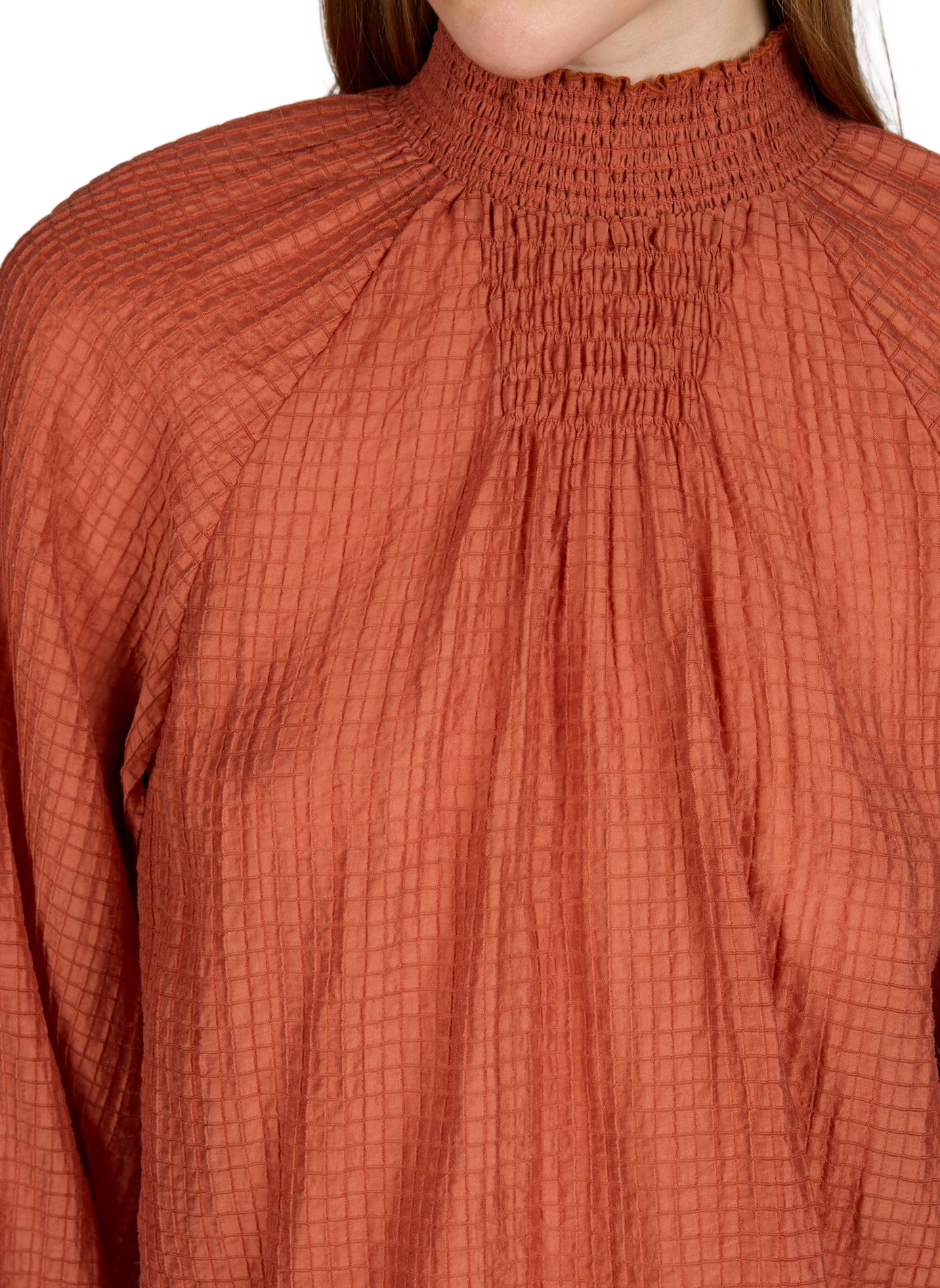 High neck top with small checkered pattern PETITE MENDIGOTE Pink