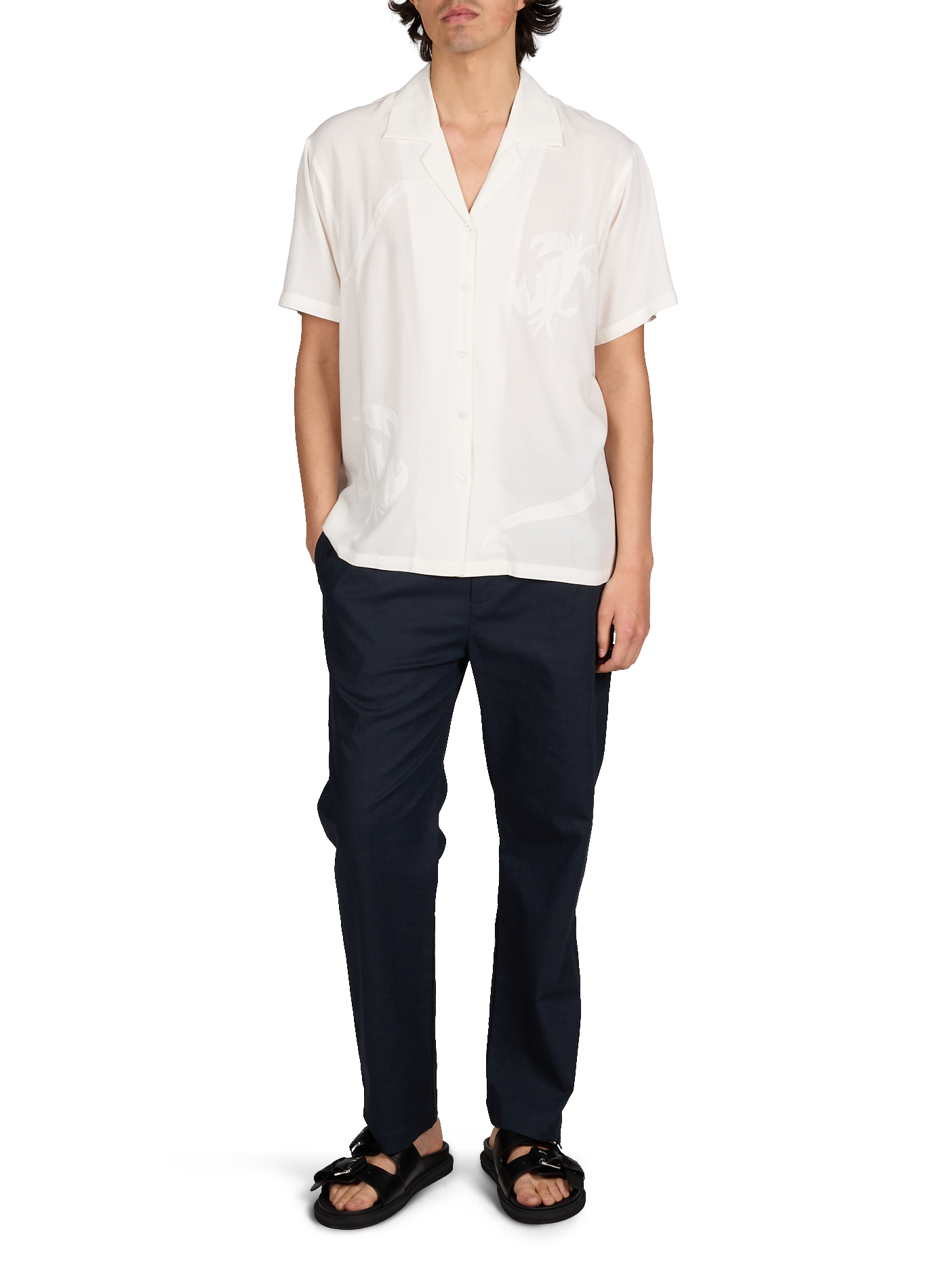 Straight Cuban collar embroidered shirt MAISON LABICHE White