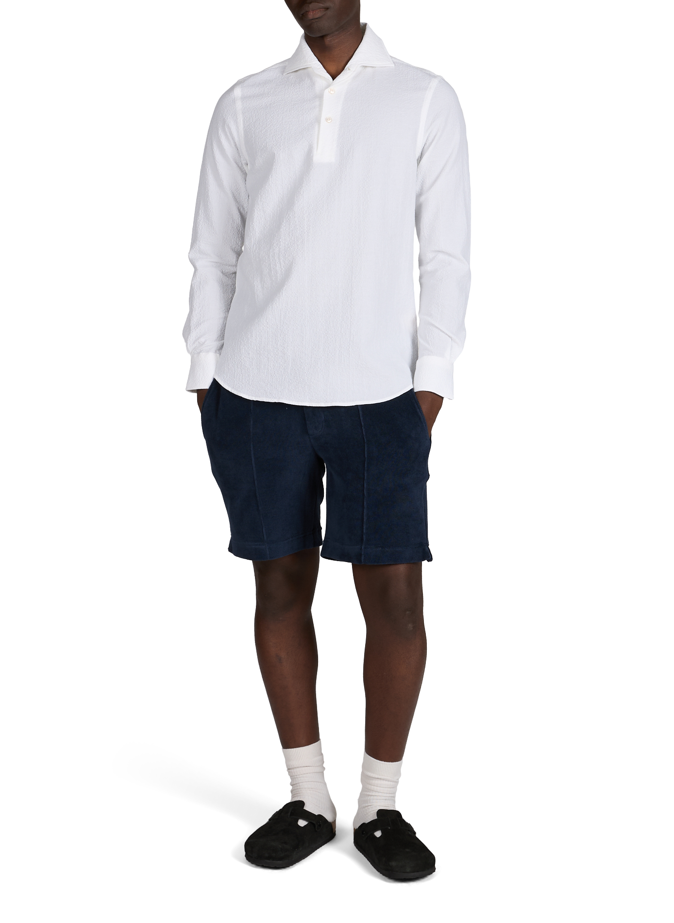 Chemise droite en coton texturé AURELIEN Blanc