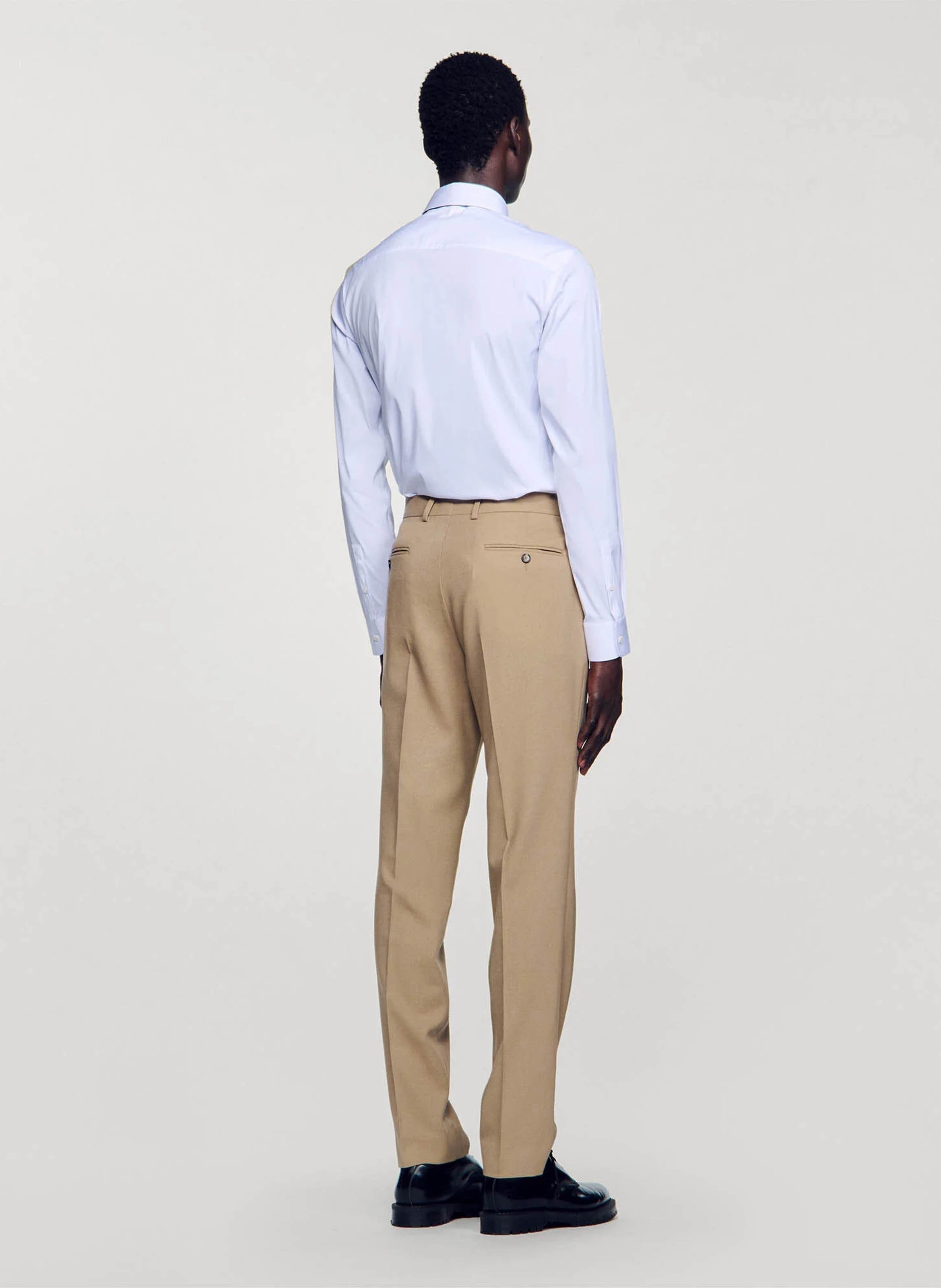 Pantalon de costume en laine SANDRO Beige