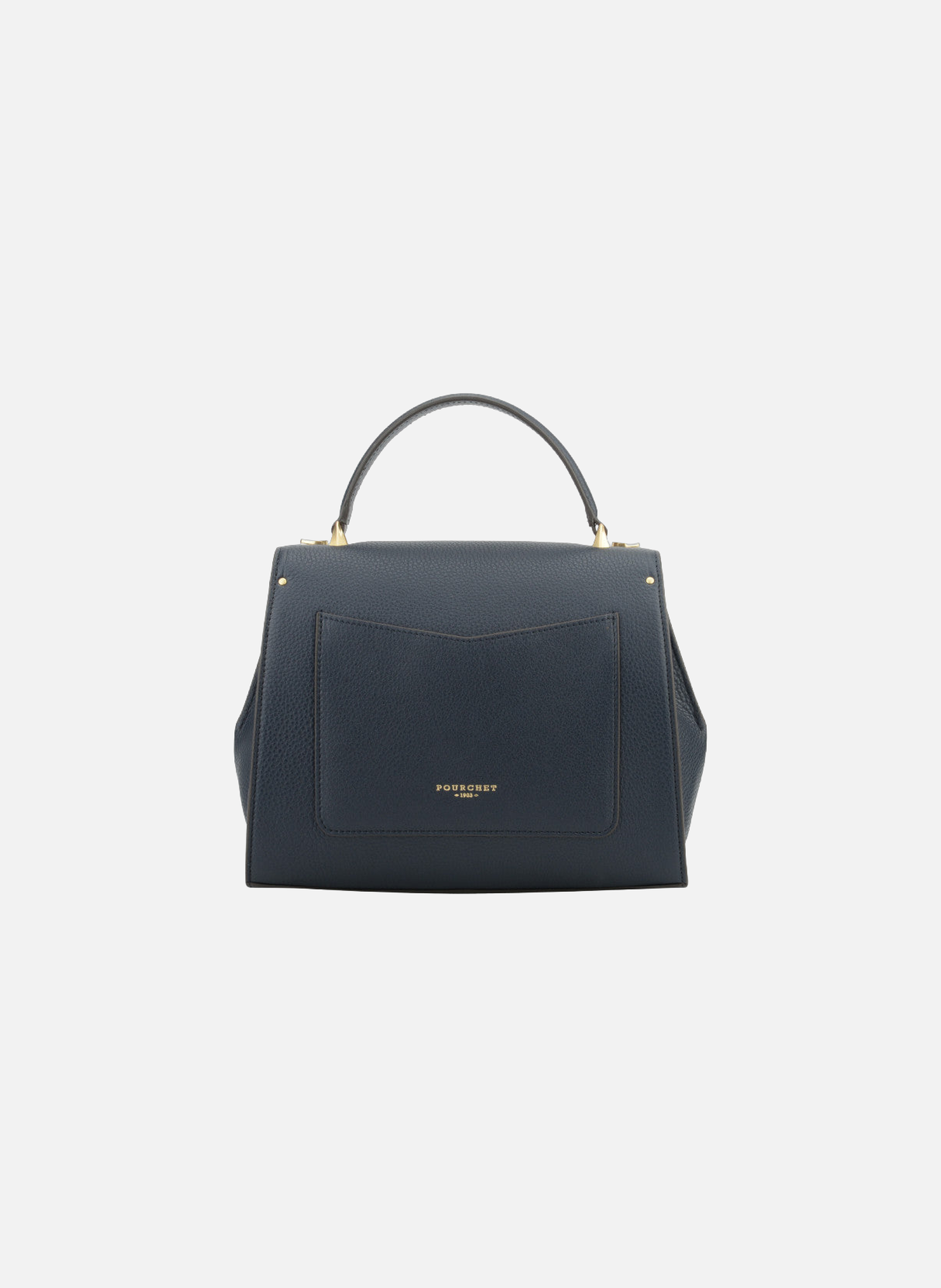 Sèvres | sac porté main et épaule mm en cuir de veau grainé POURCHET Bleu