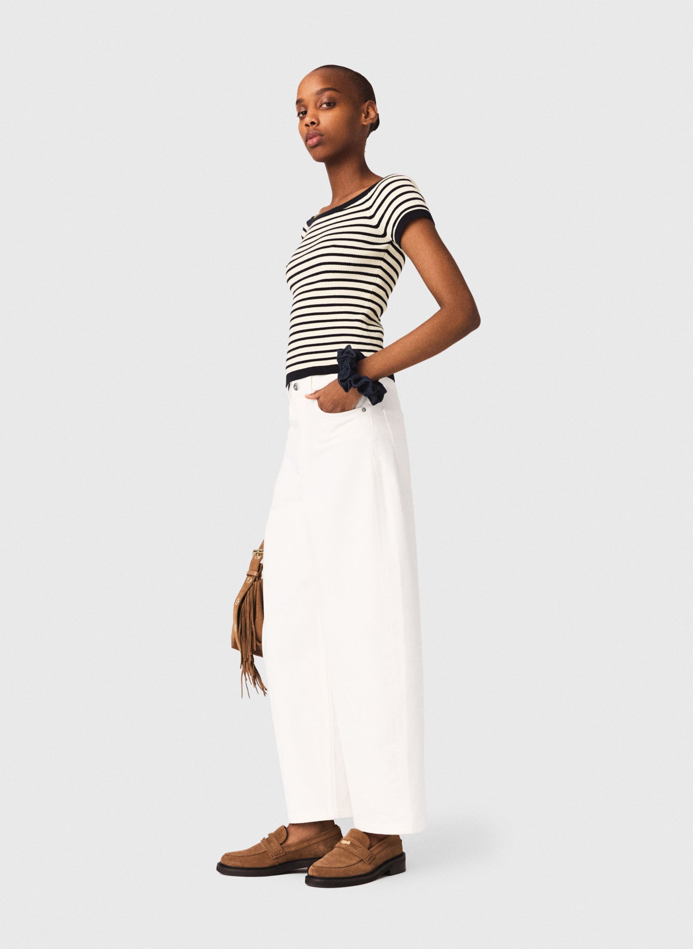 Top moulant col bateau MAJE Bleu