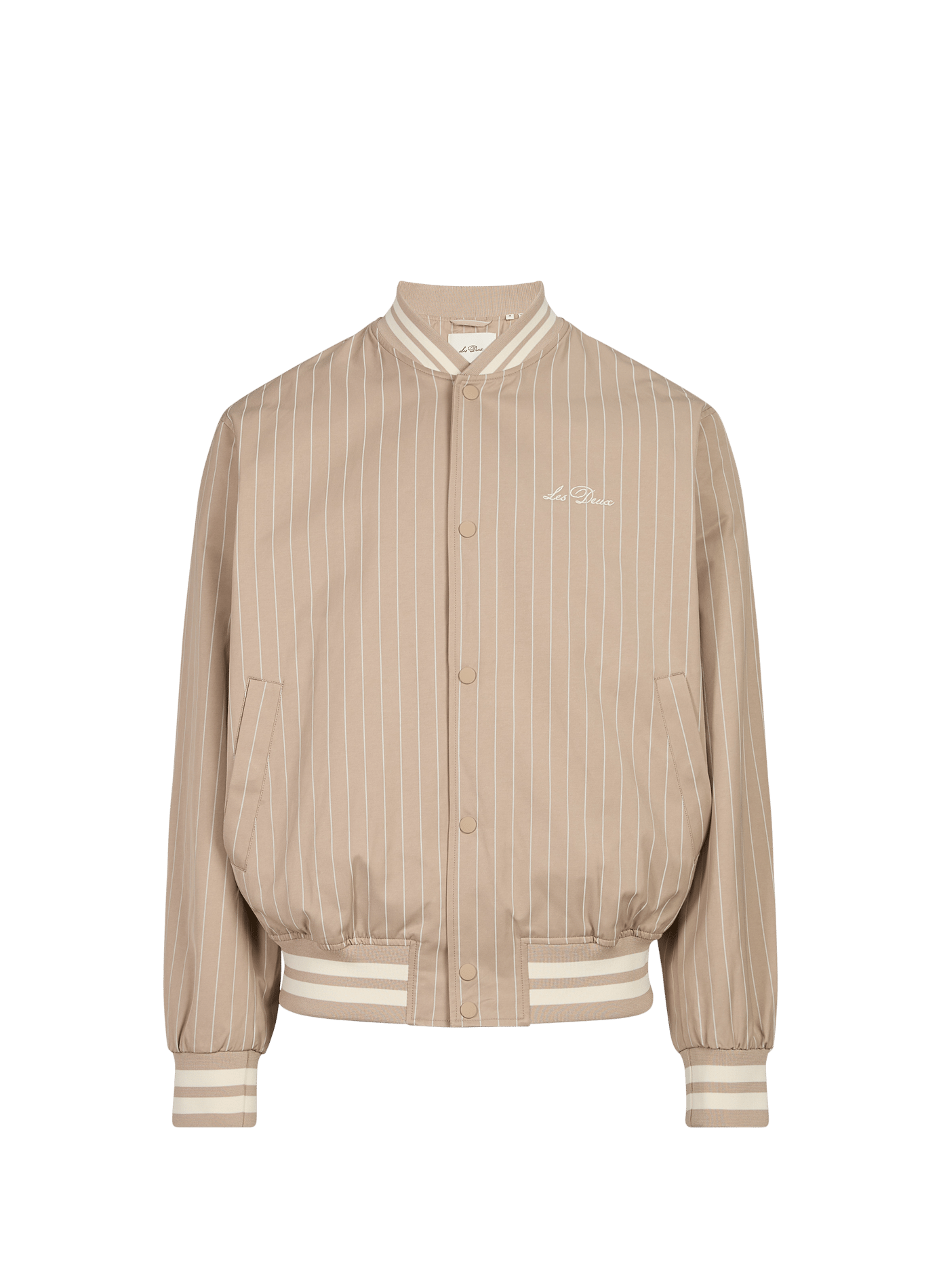 Striped cotton blend bomber jacket LES DEUX Beige