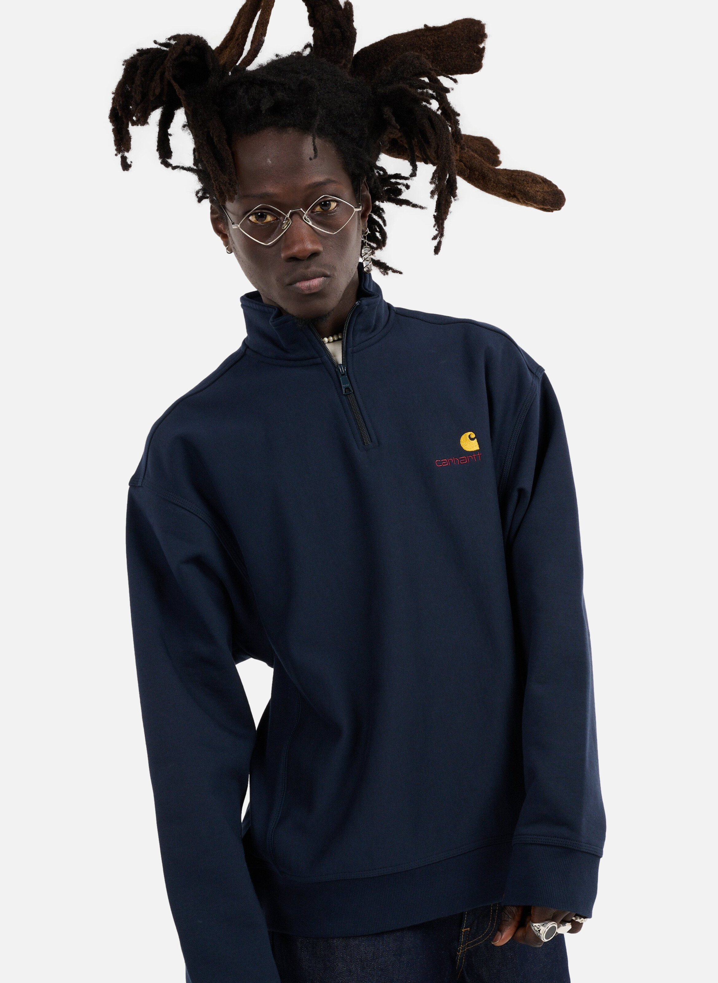 Sweat zippé half zip american script CARHARTT WIP Bleu