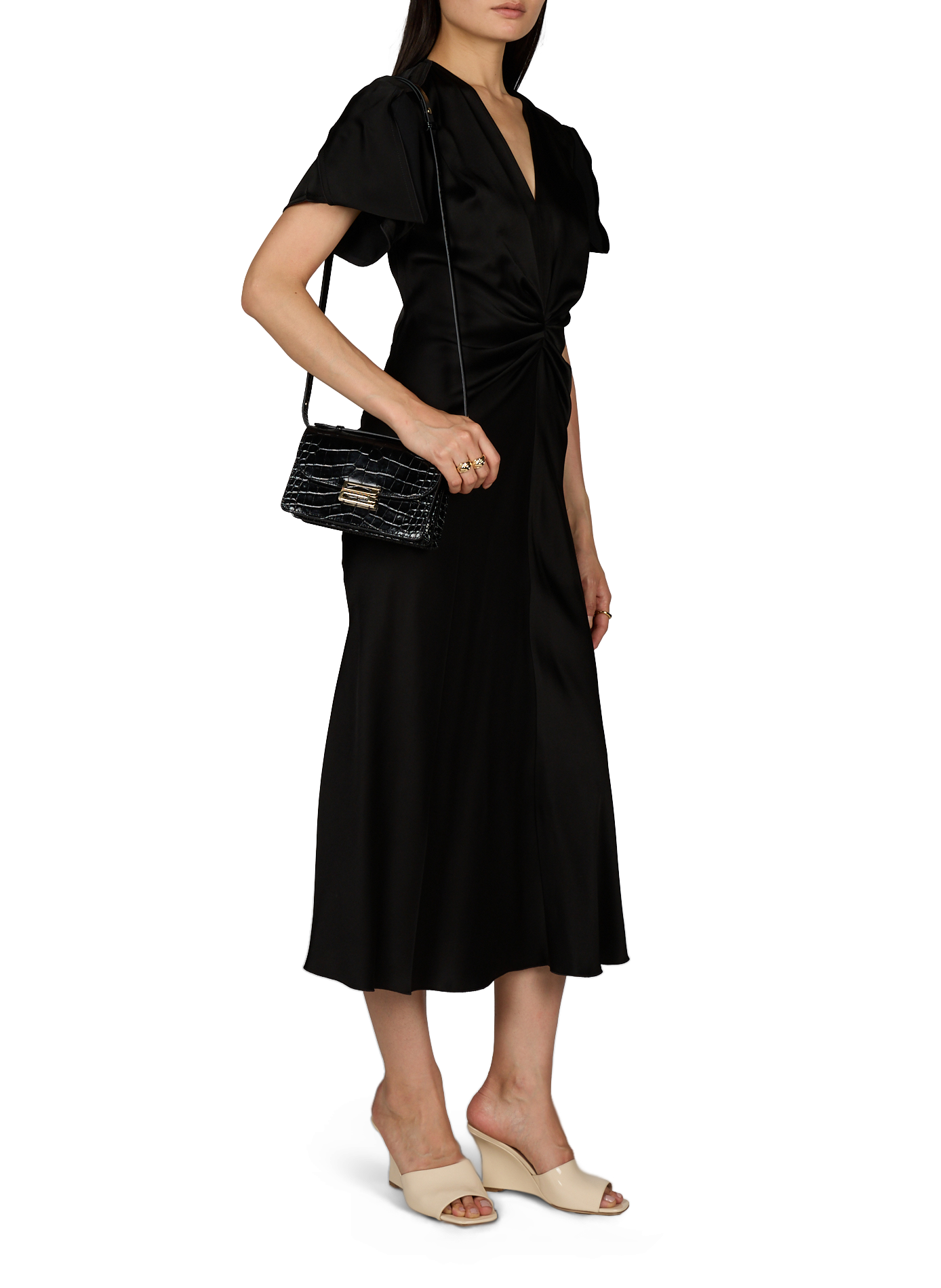Sac effet crocodile Dorian en cuir de veau VICTORIA BECKHAM Noir