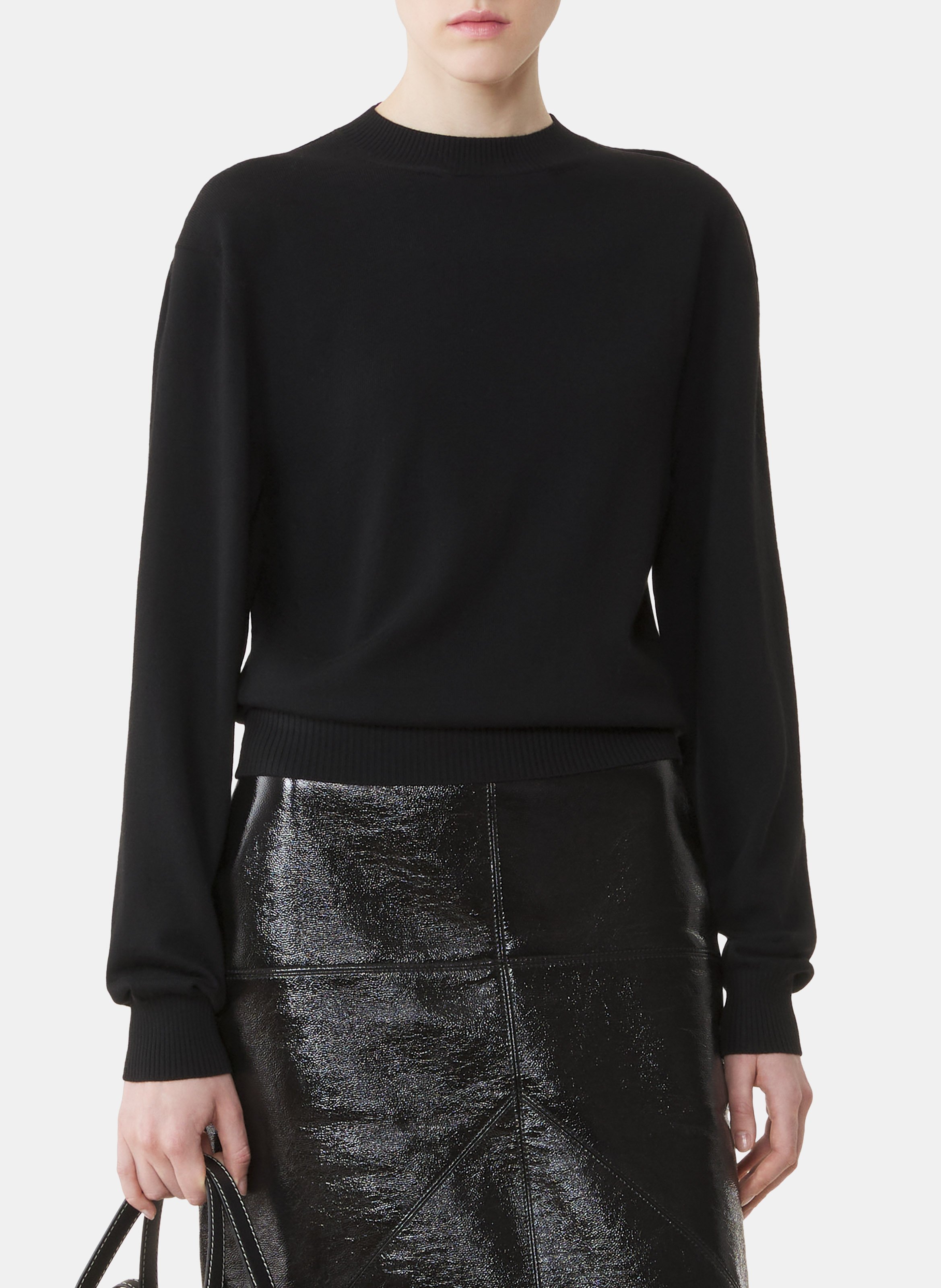 Pull détail gros grain en mérinos LANVIN Noir