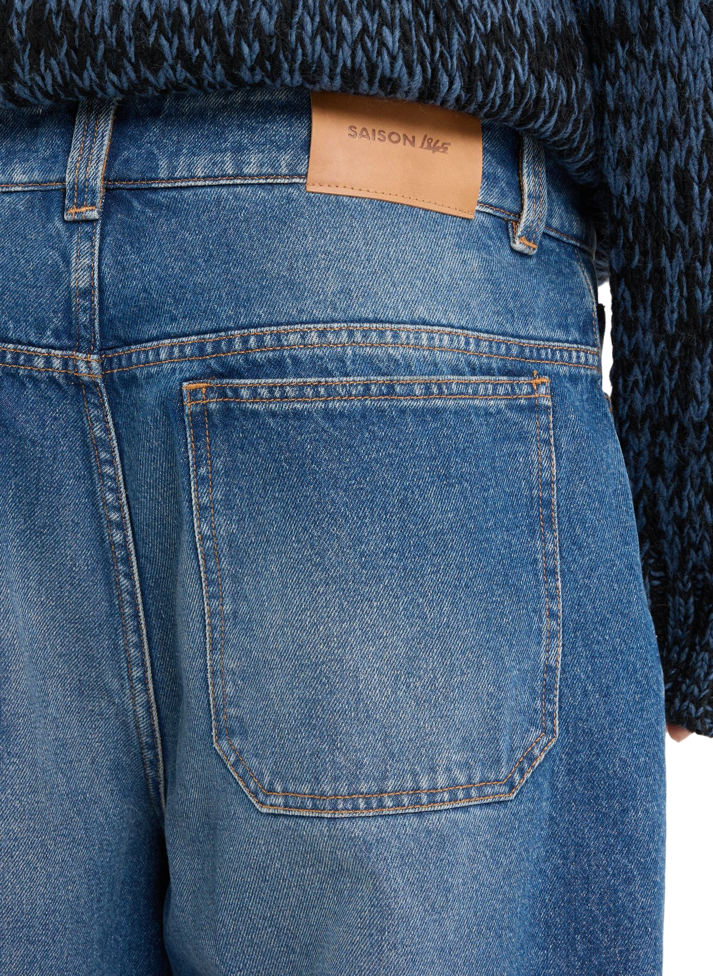 Round-neck sweater in ribbed knit SAISON 1865 Blue