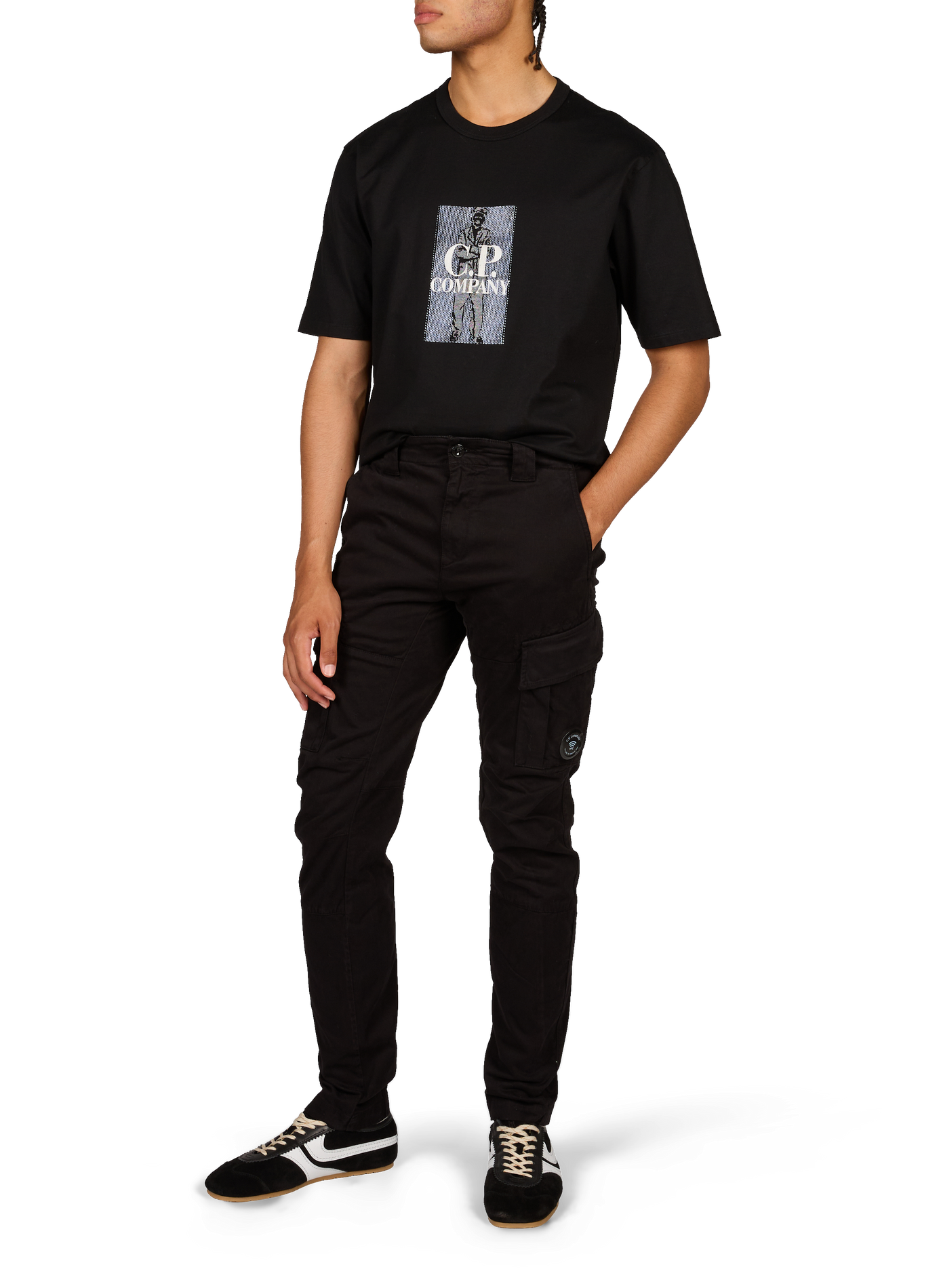 Slim fit cargobroek van katoenmix CP COMPANY Zwart