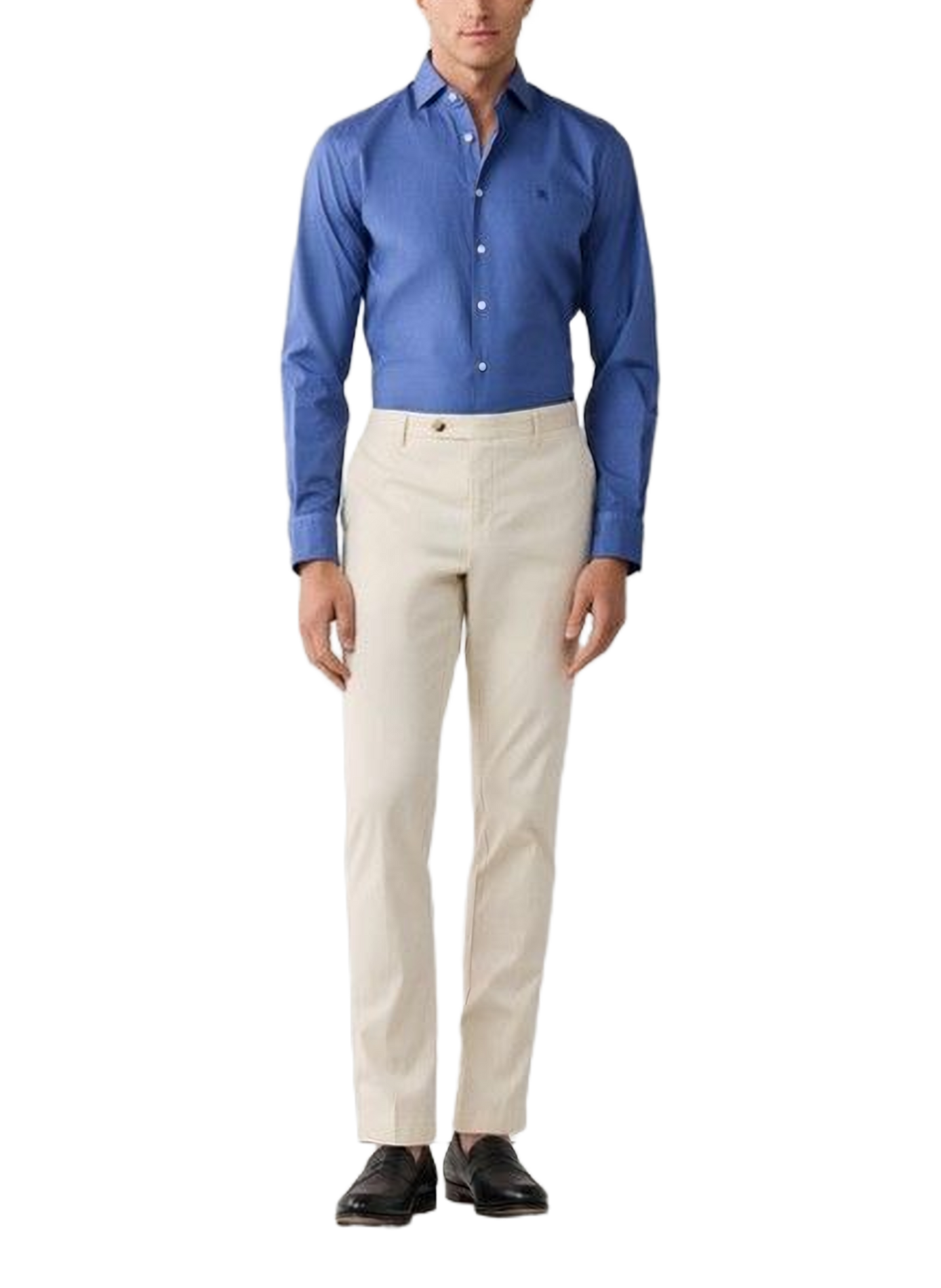 Slim shirt with embroidered logo in blended cotton HACKETT Blue