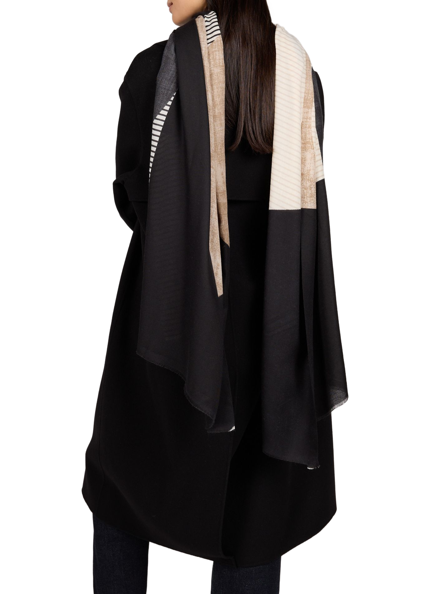 Foulard à motif avec franges AU PRINTEMPS PARIS Noir