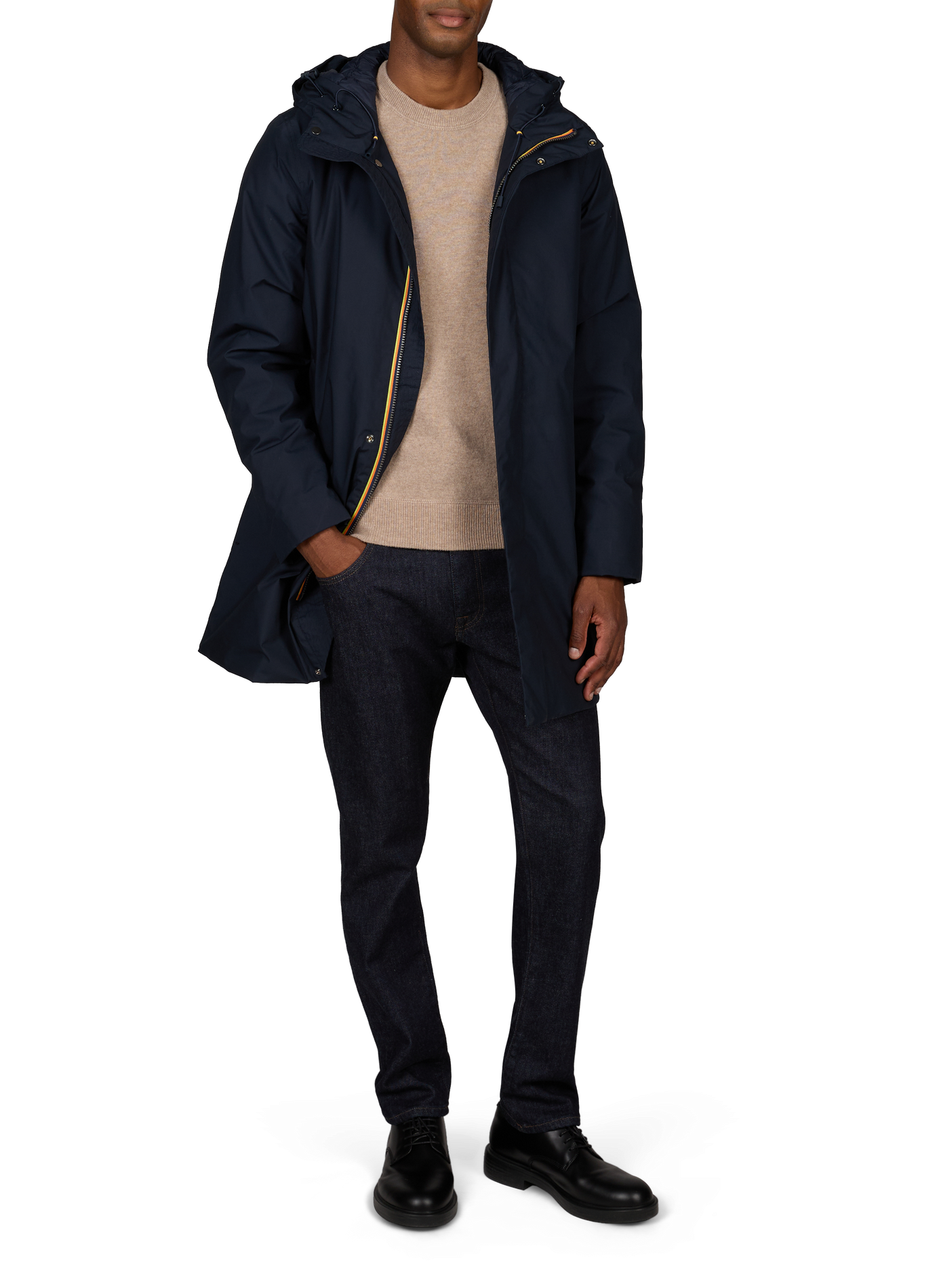 Straight parka in blended cotton K-WAY Blue