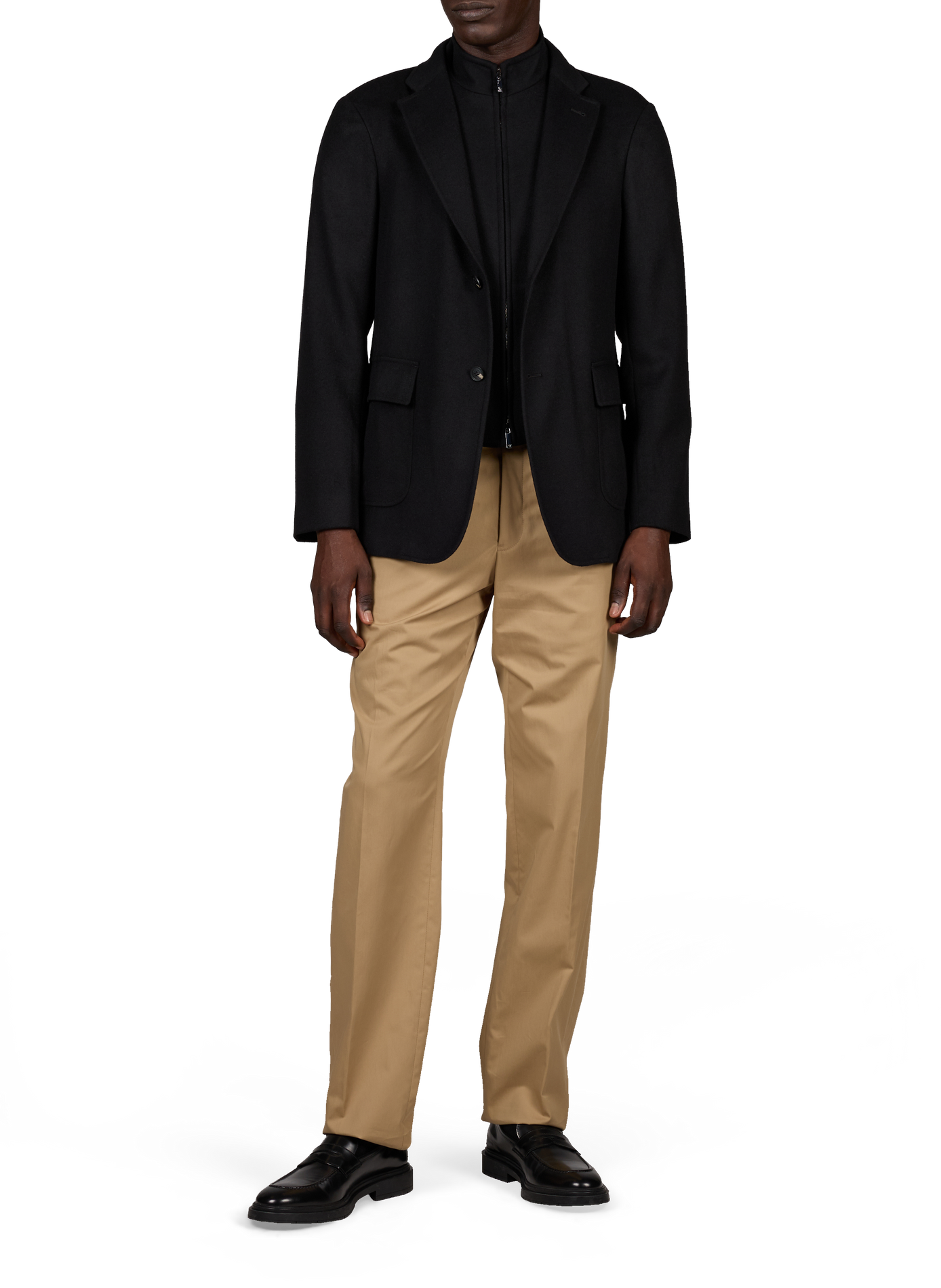Veste légère droite en laine et cachemire EMPORIO ARMANI Noir