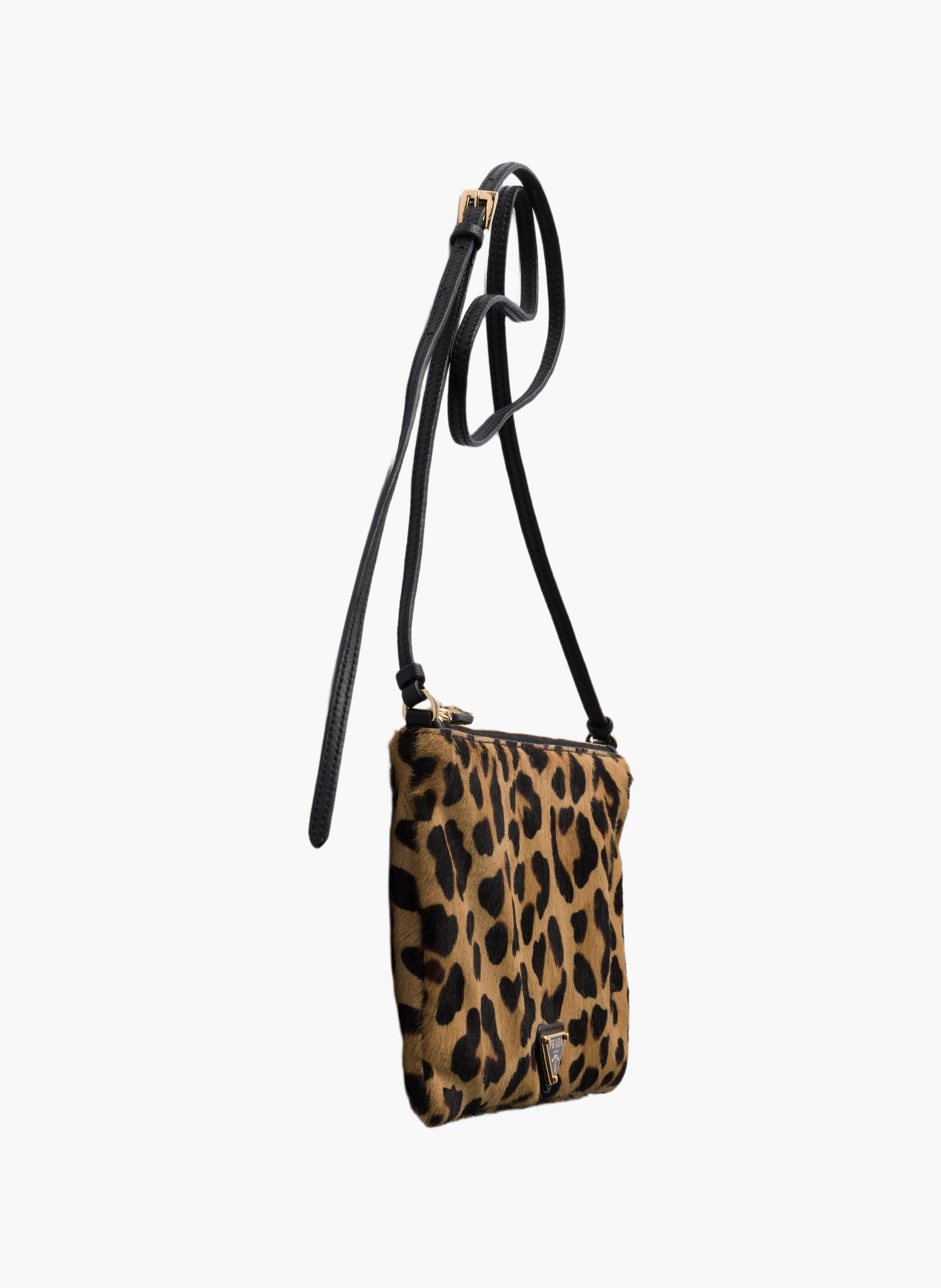 Small printed calf hair shoulder bag PRADA Beige