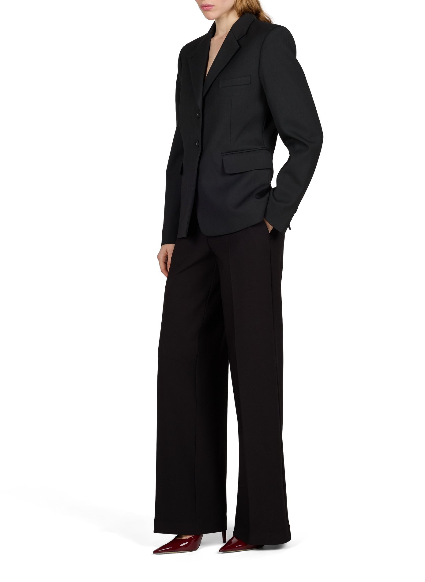 Cillian plain straight-cut tailored jacket ALMADA Black