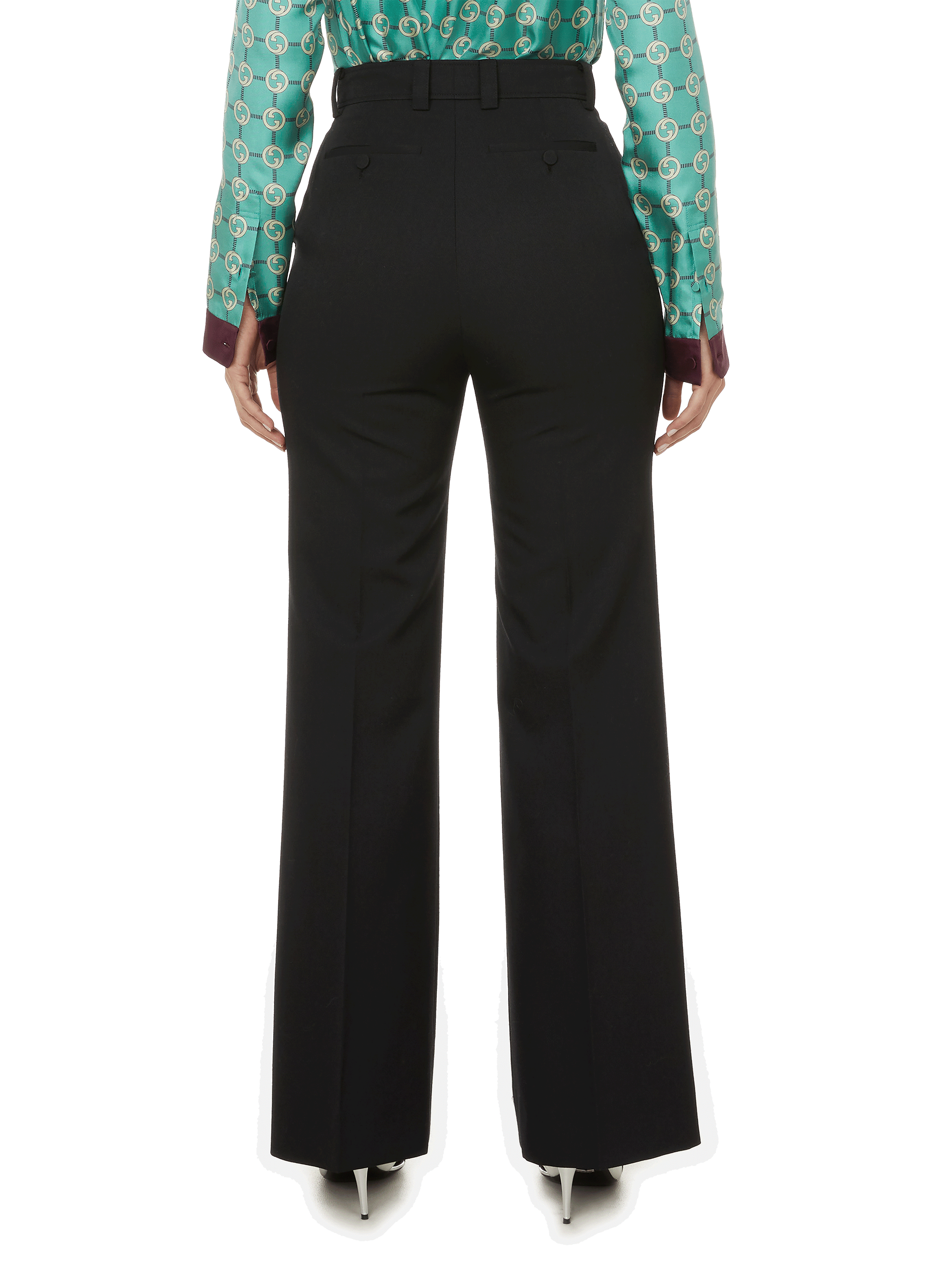 Pantalon large en laine mélangée GUCCI Noir