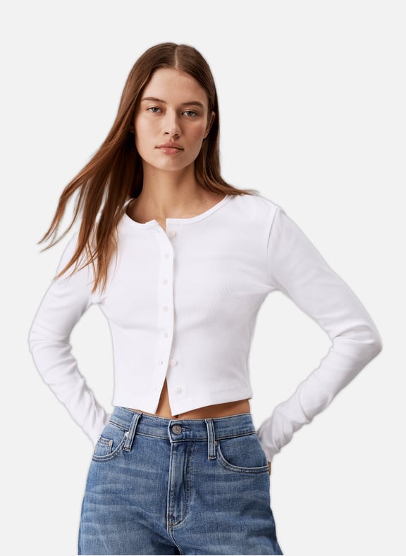 Cardigan en coton Blanc by CALVIN KLEIN CALVIN KLEIN Cardigan en coton Blanc