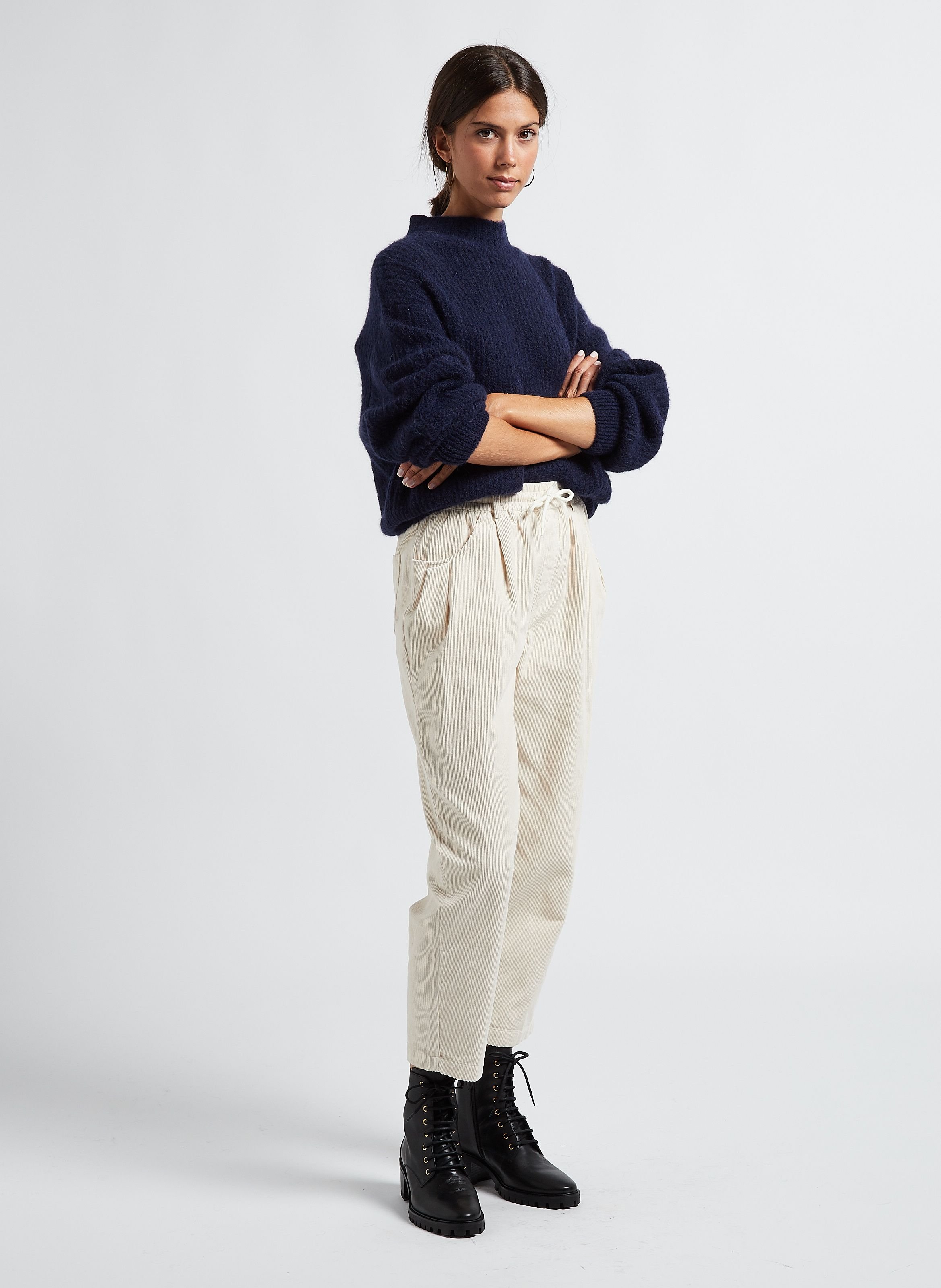 Pull oversize col montant east AMERICAN VINTAGE Bleu