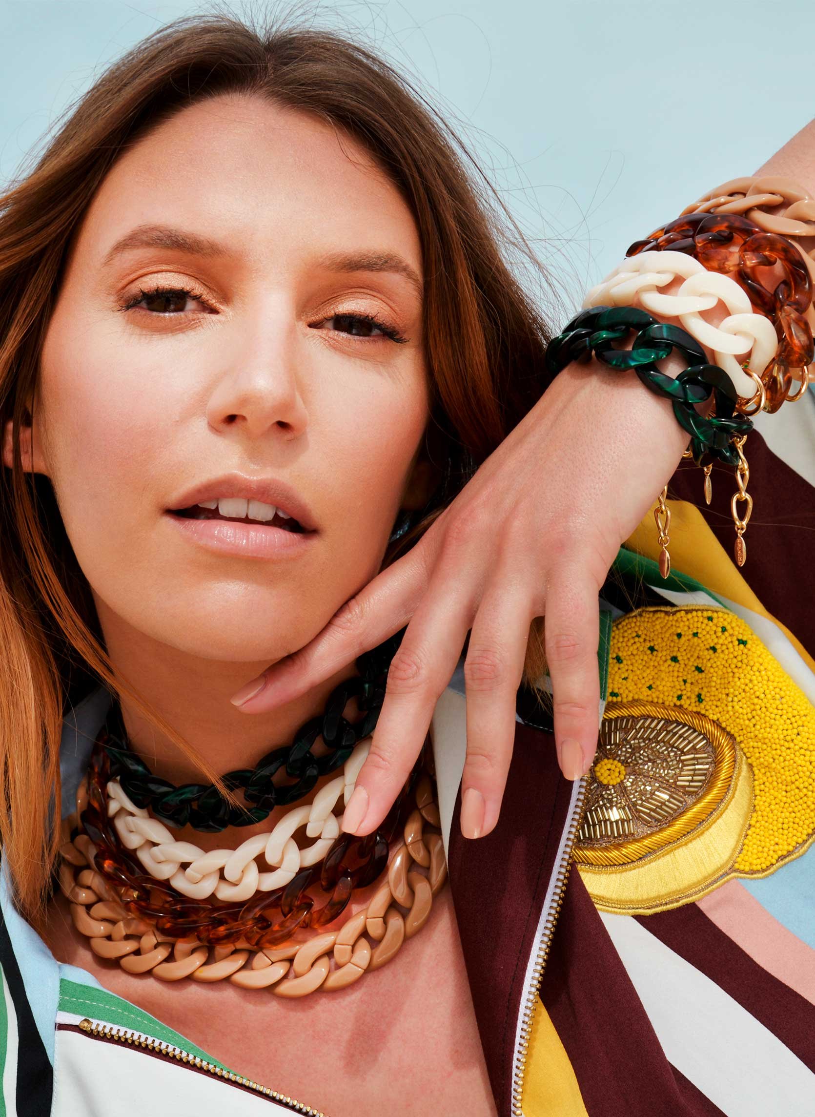 Collier grosse maille léger en aluminium jazzy HIPANEMA Marron