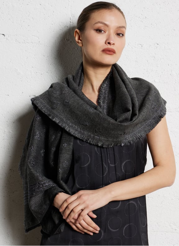 Echarpe en coton mélangé Gris by IKKS IKKS Echarpe en coton mélangé Gris