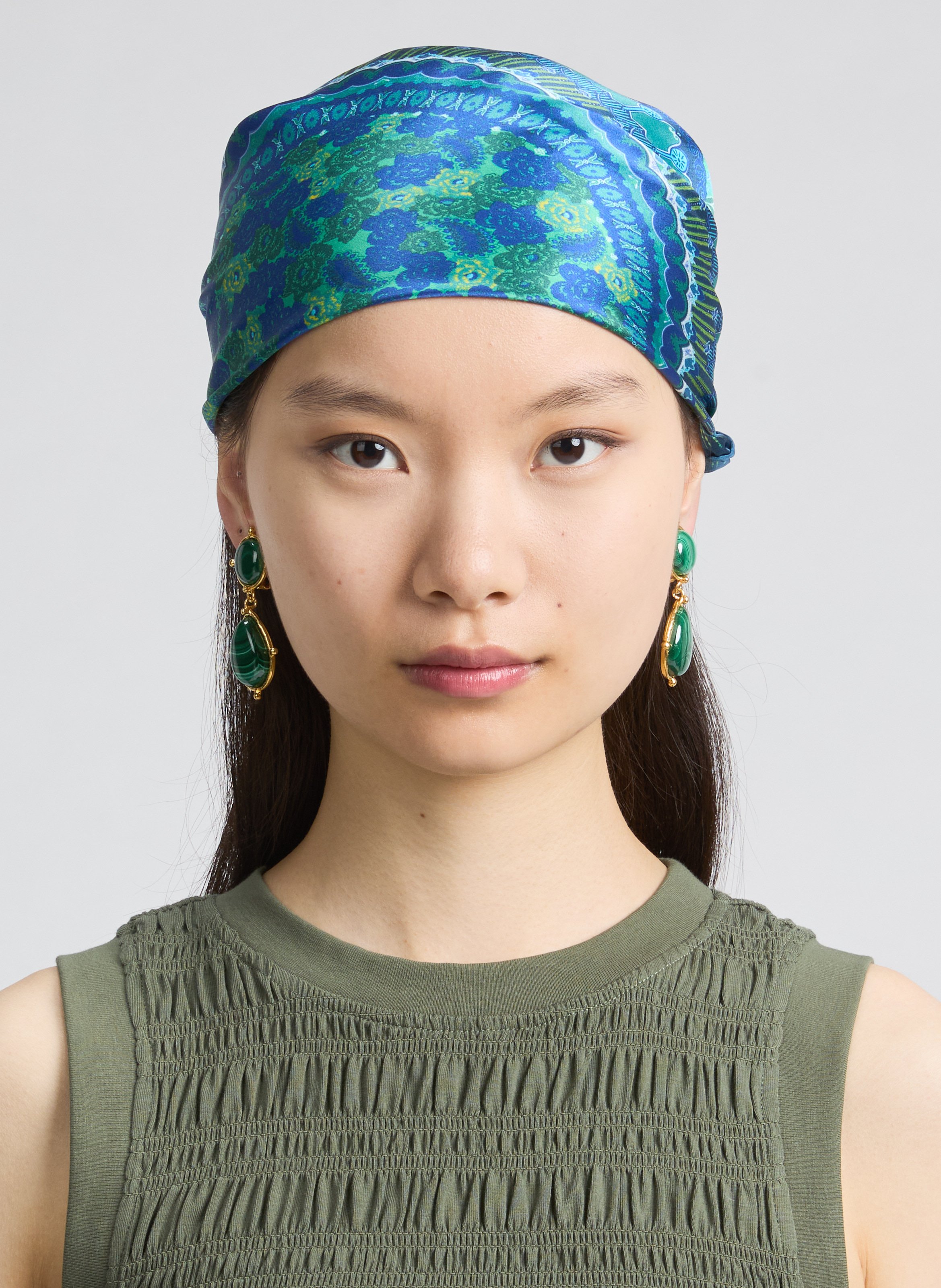 Earrings 2 stone dots SYLVIA TOLEDANO Green