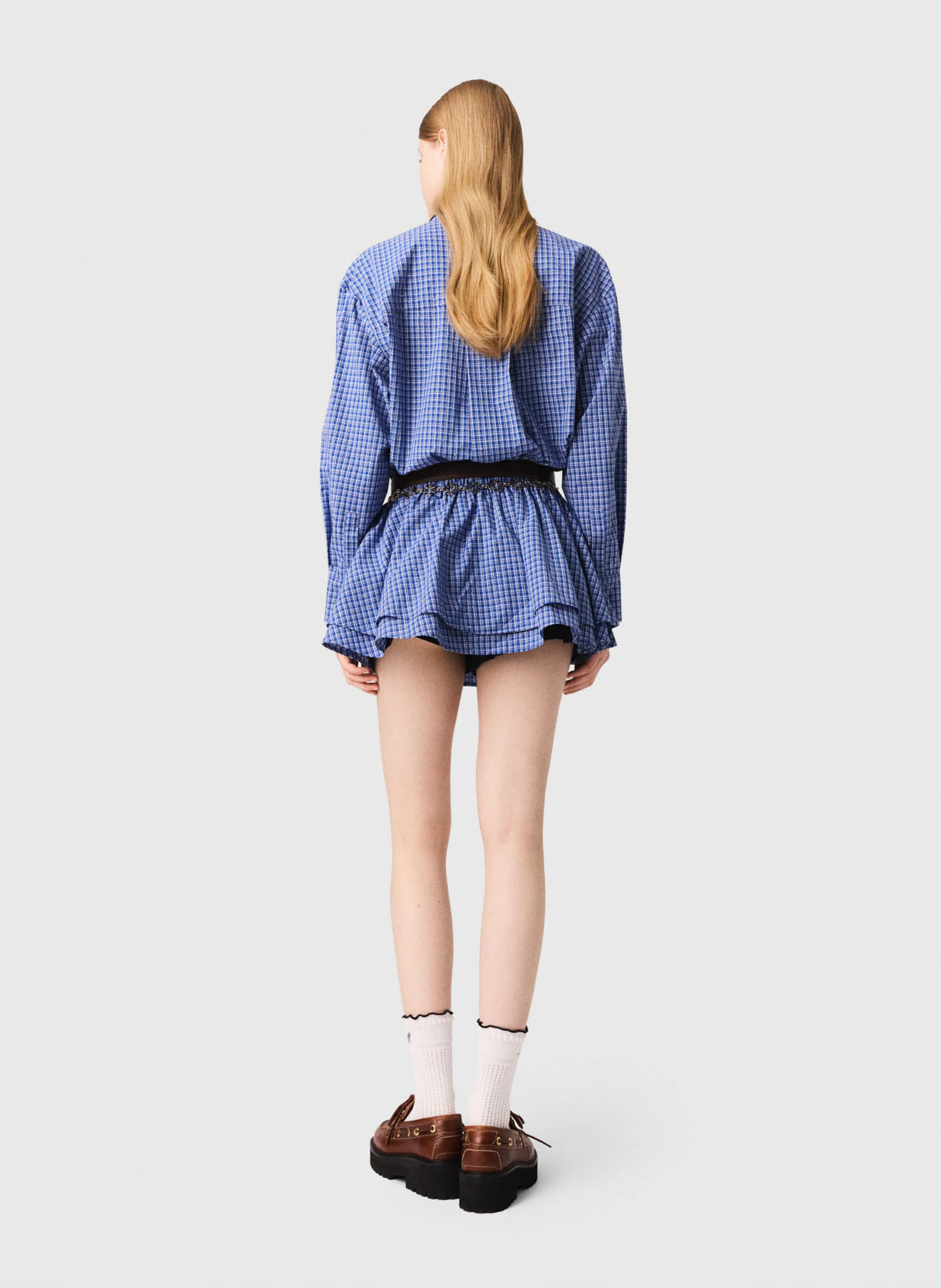 Robe courte col classique en coton MAJE Bleu