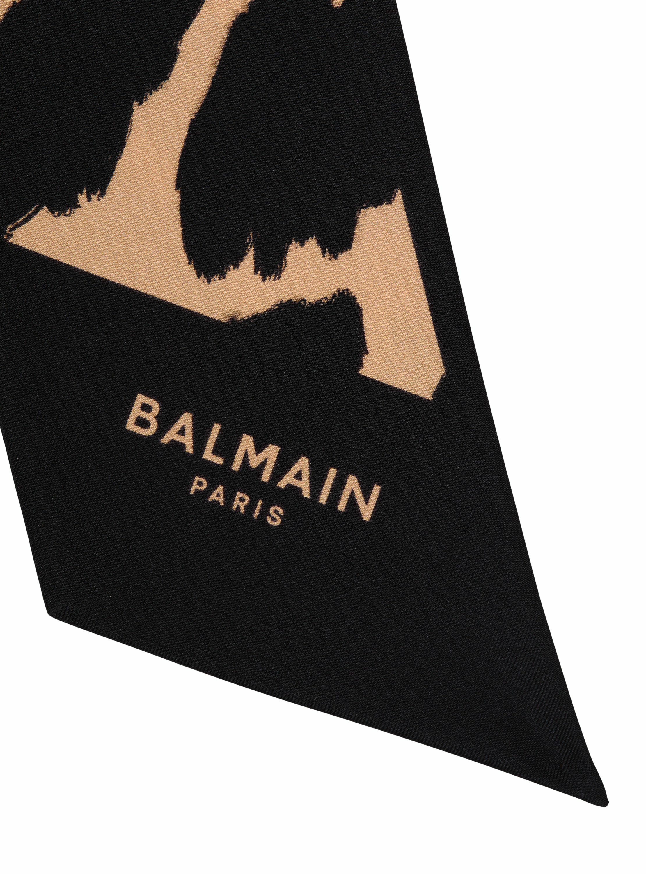 Bandana en soie imprimée léopard BALMAIN Beige