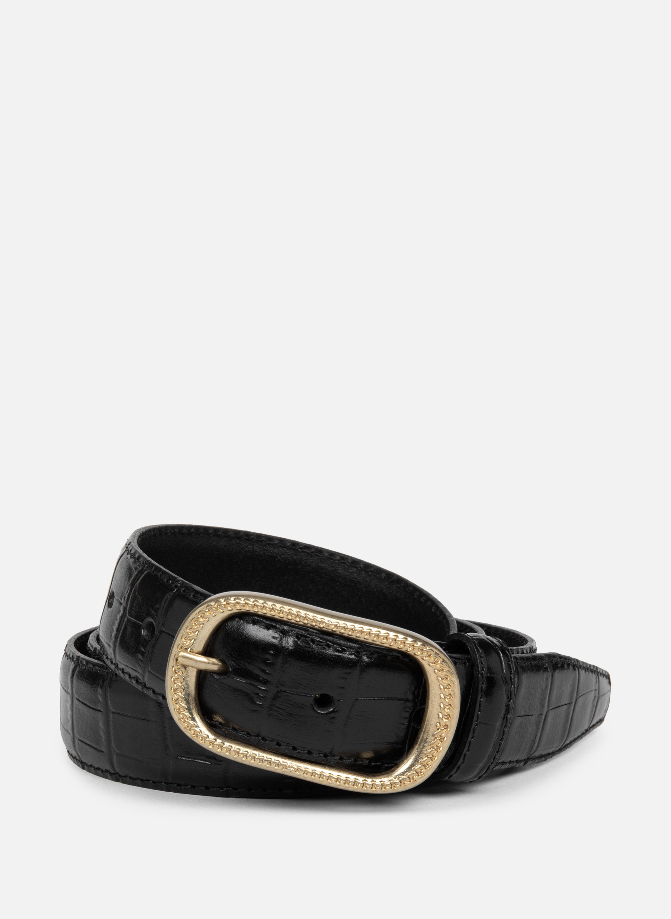 Belt - Ceinture Cuir Croco Femme LANCASTER Black