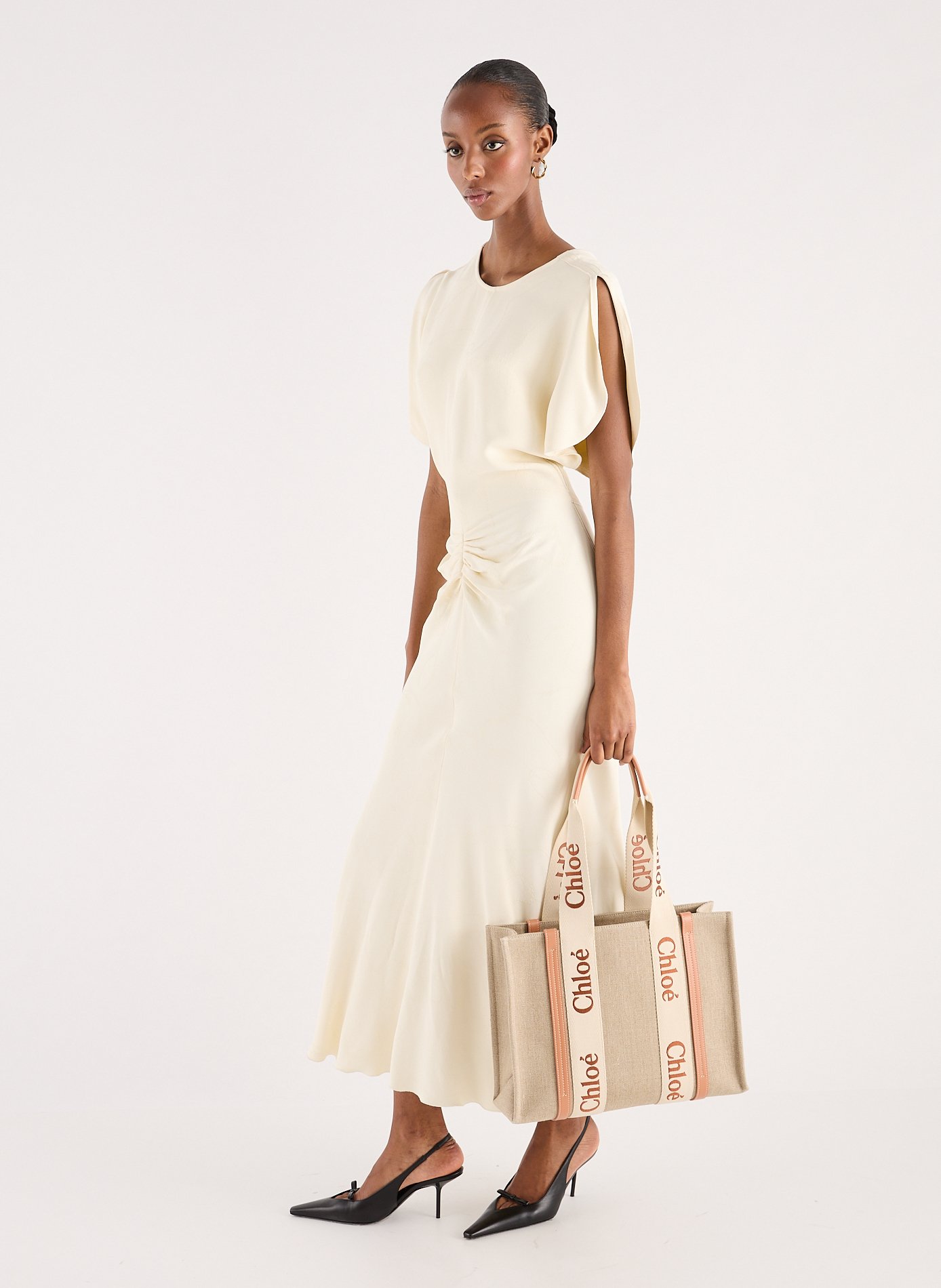 Sac cabas en lin CHLOÉ Orange