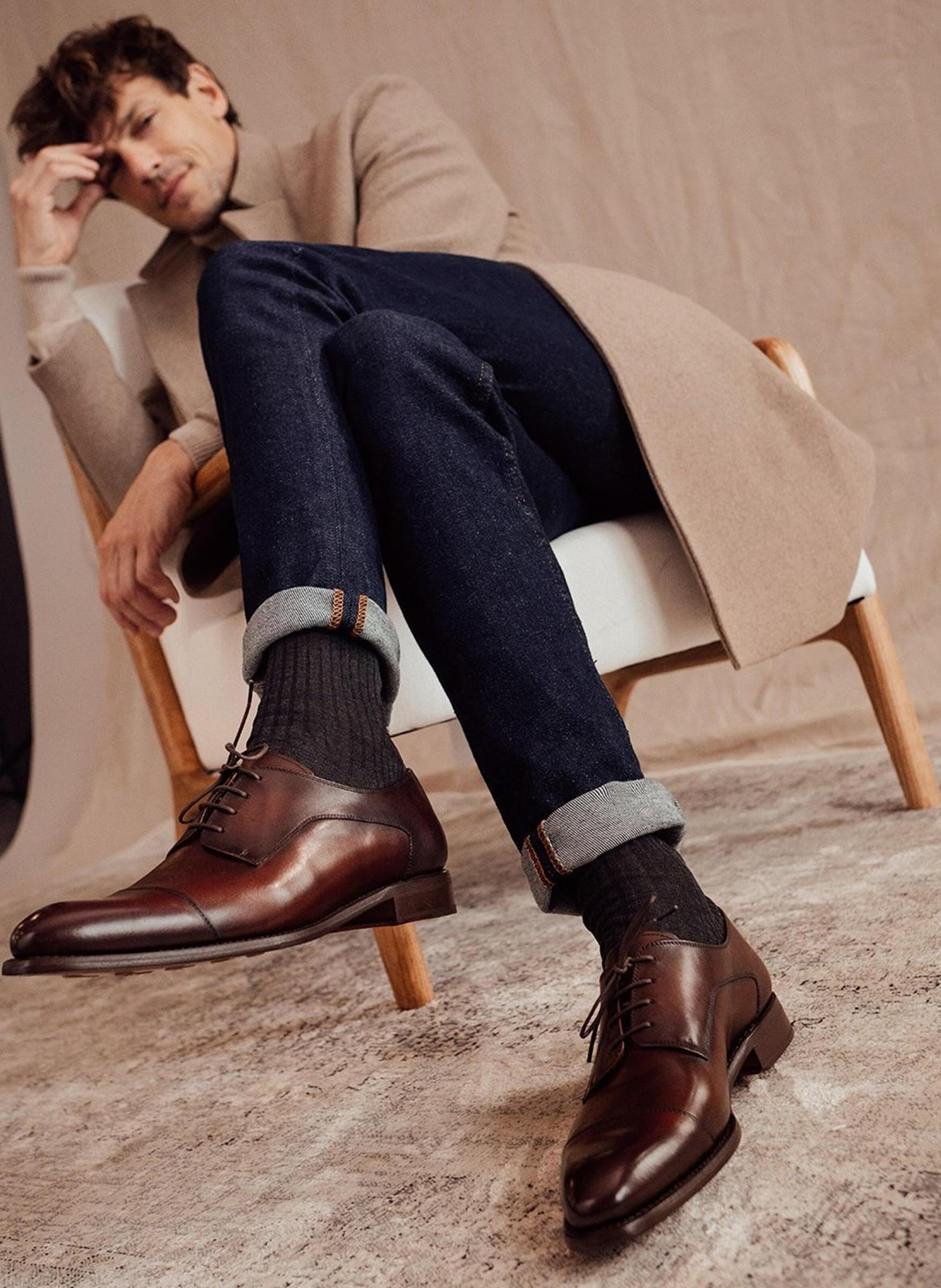 Derby cuir elvis FINSBURY Marron