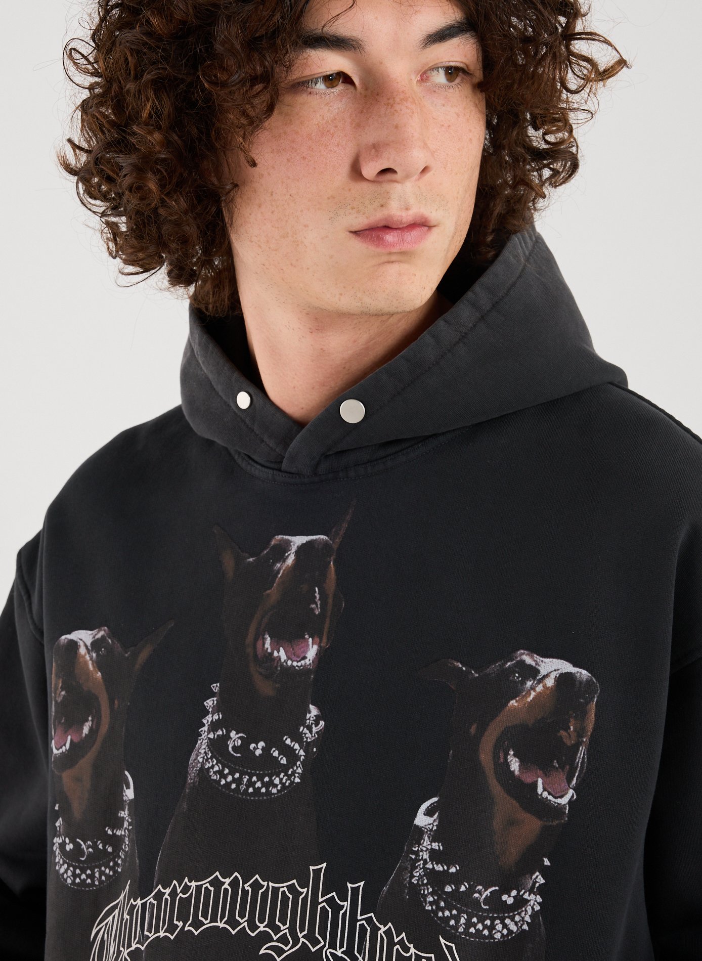 Sweatshirt à capuche imprimé en coton Noir