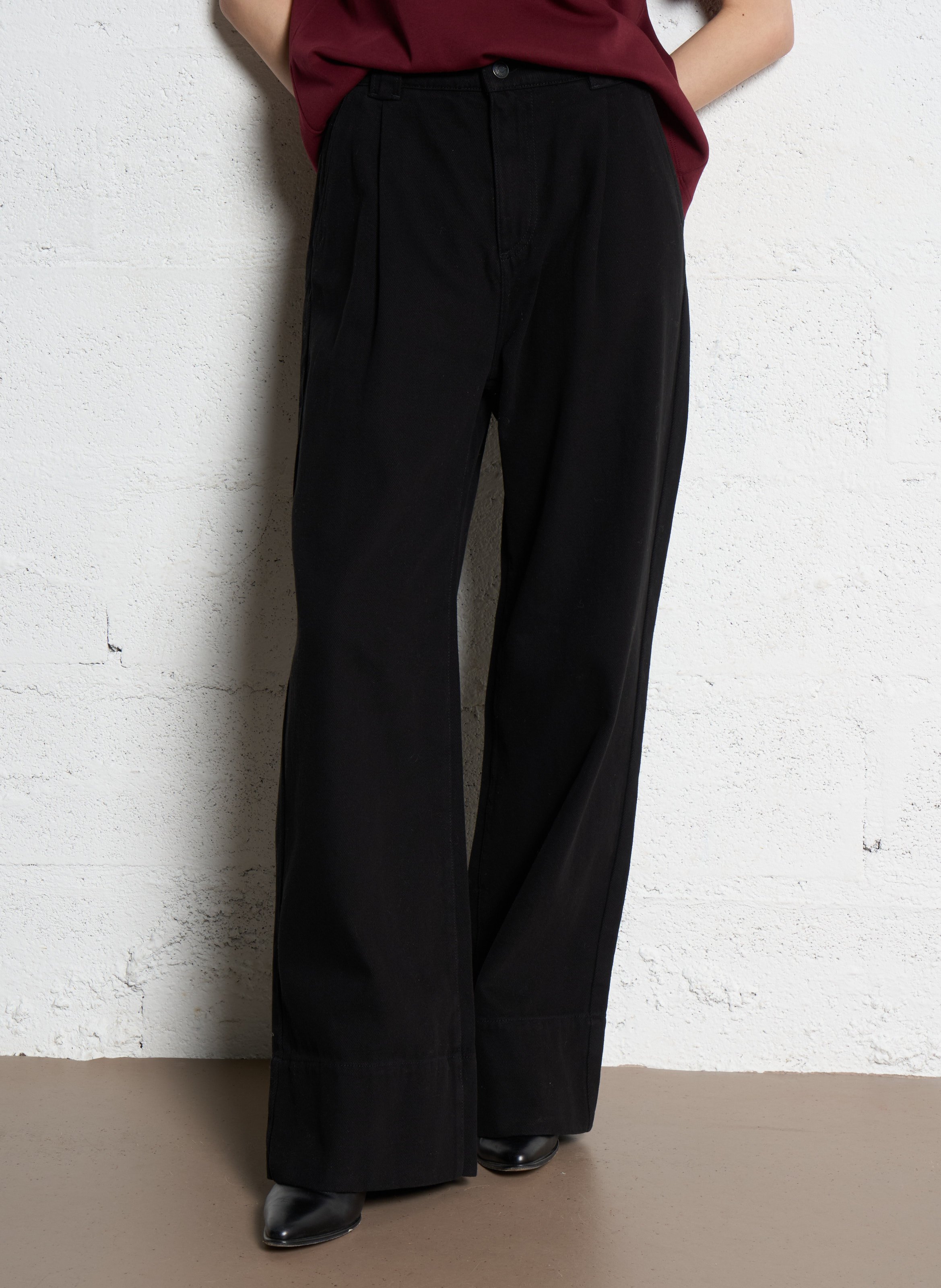 Jean large taille haute uni penelope IKKS Noir