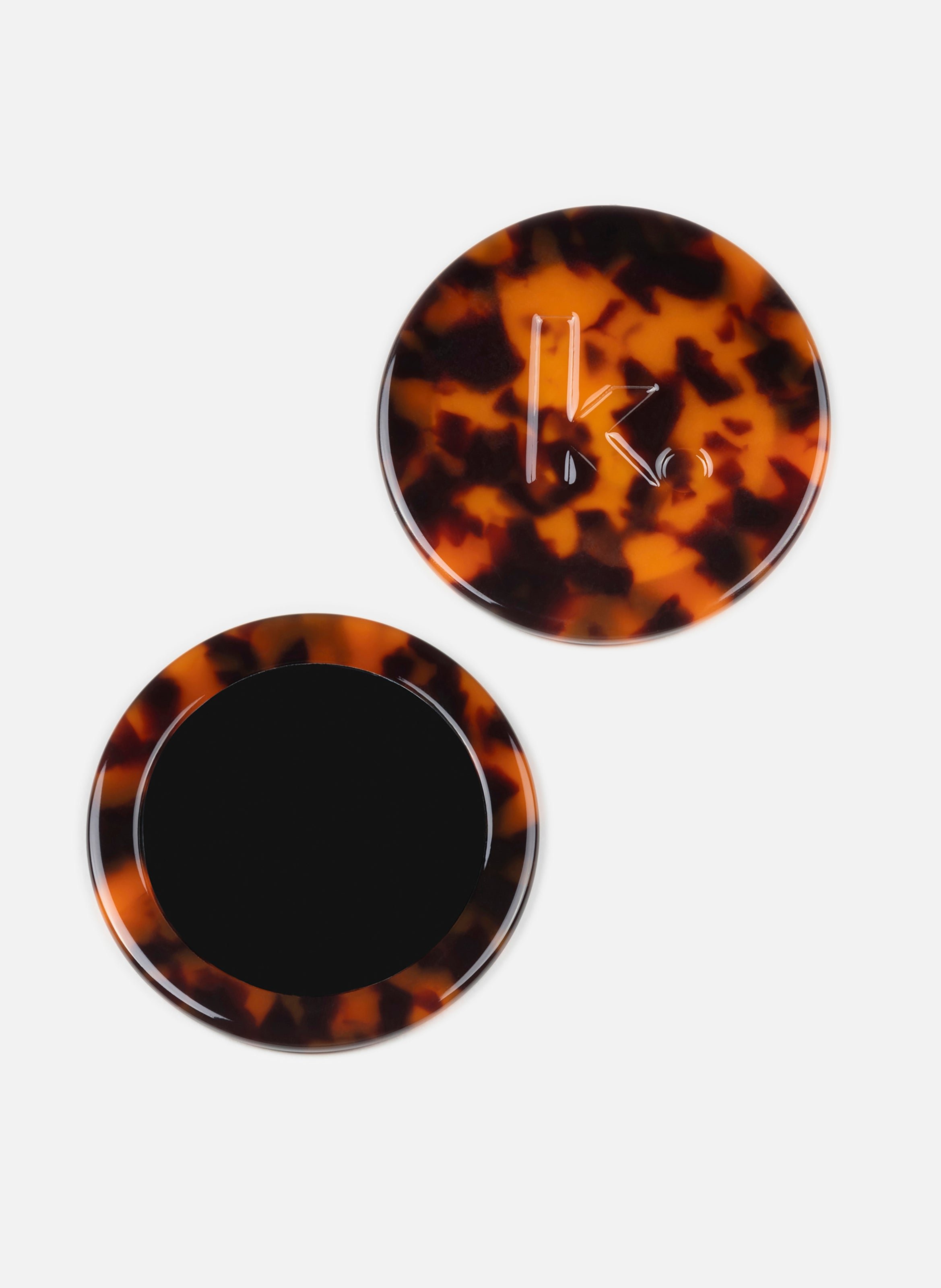 Miroir de poche kagami en acétate de cellulose KURAGE GINZA Marron